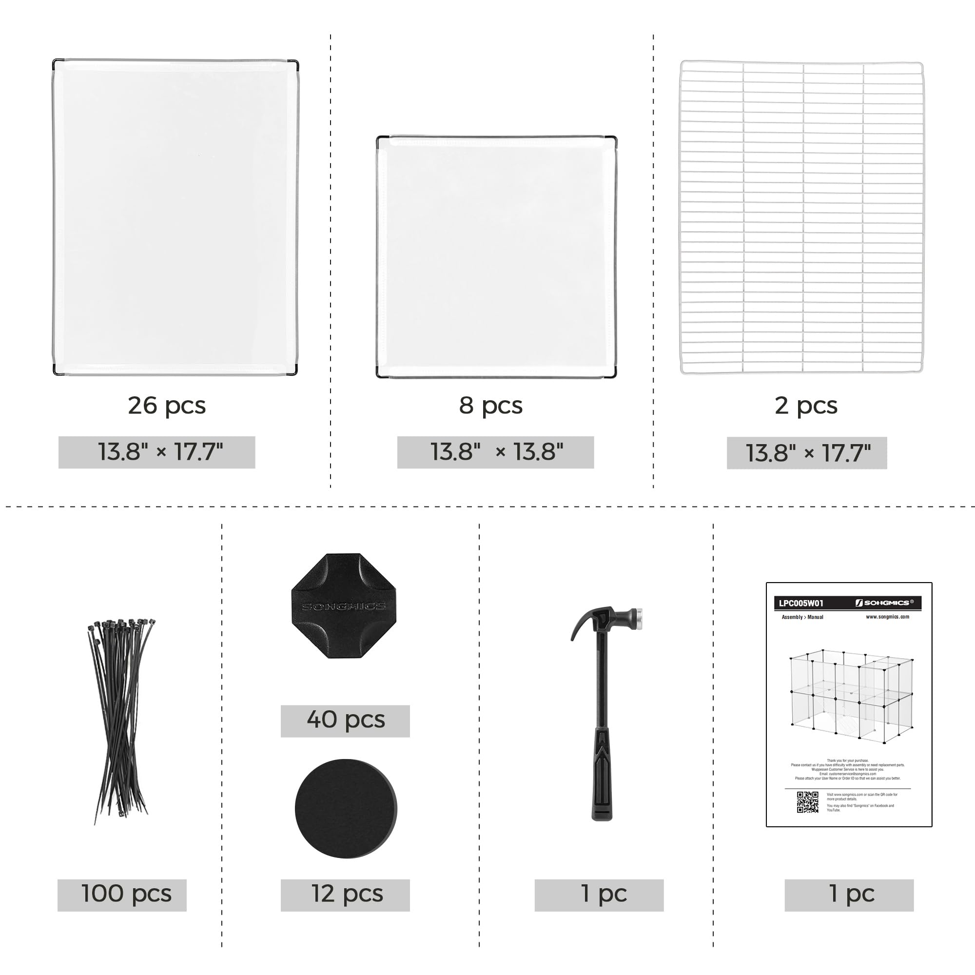 songmics-kleintiergehege-lpc005w01-transparent-laufstall-143-x-73-x-91-cm-kunsts image 6