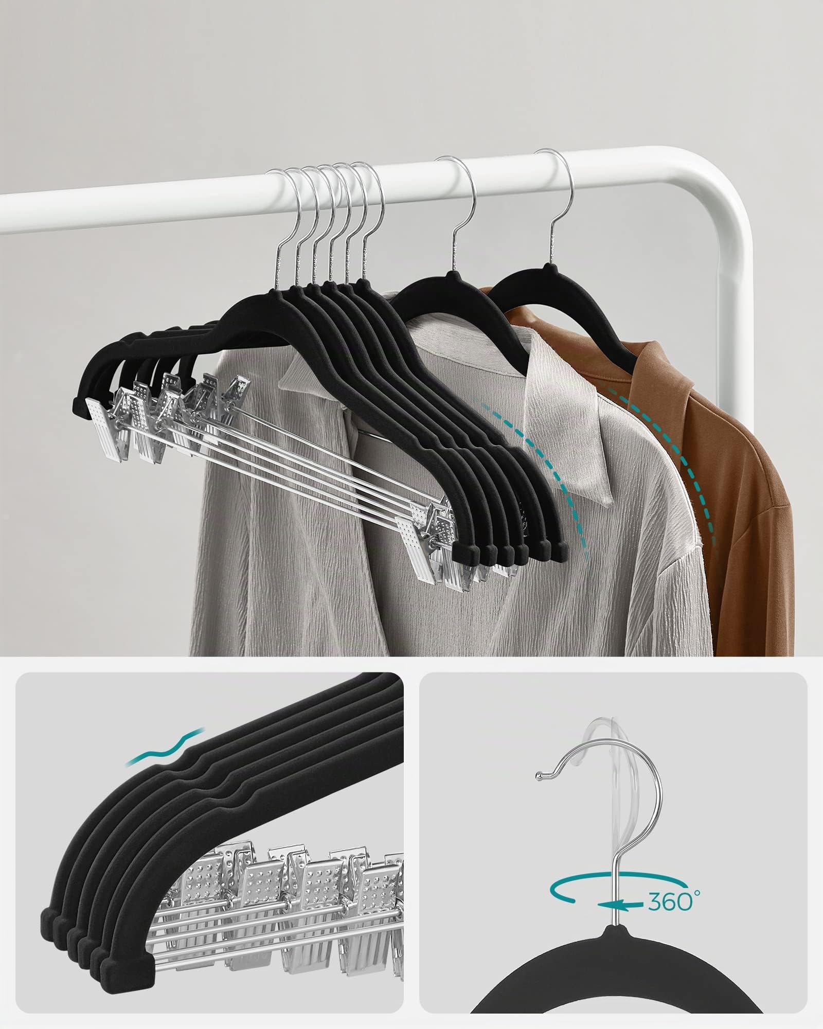 songmics-kleiderb-gel-samt-crf12b-12er-set-42-5-cm-mit-clips-schwarz image 5