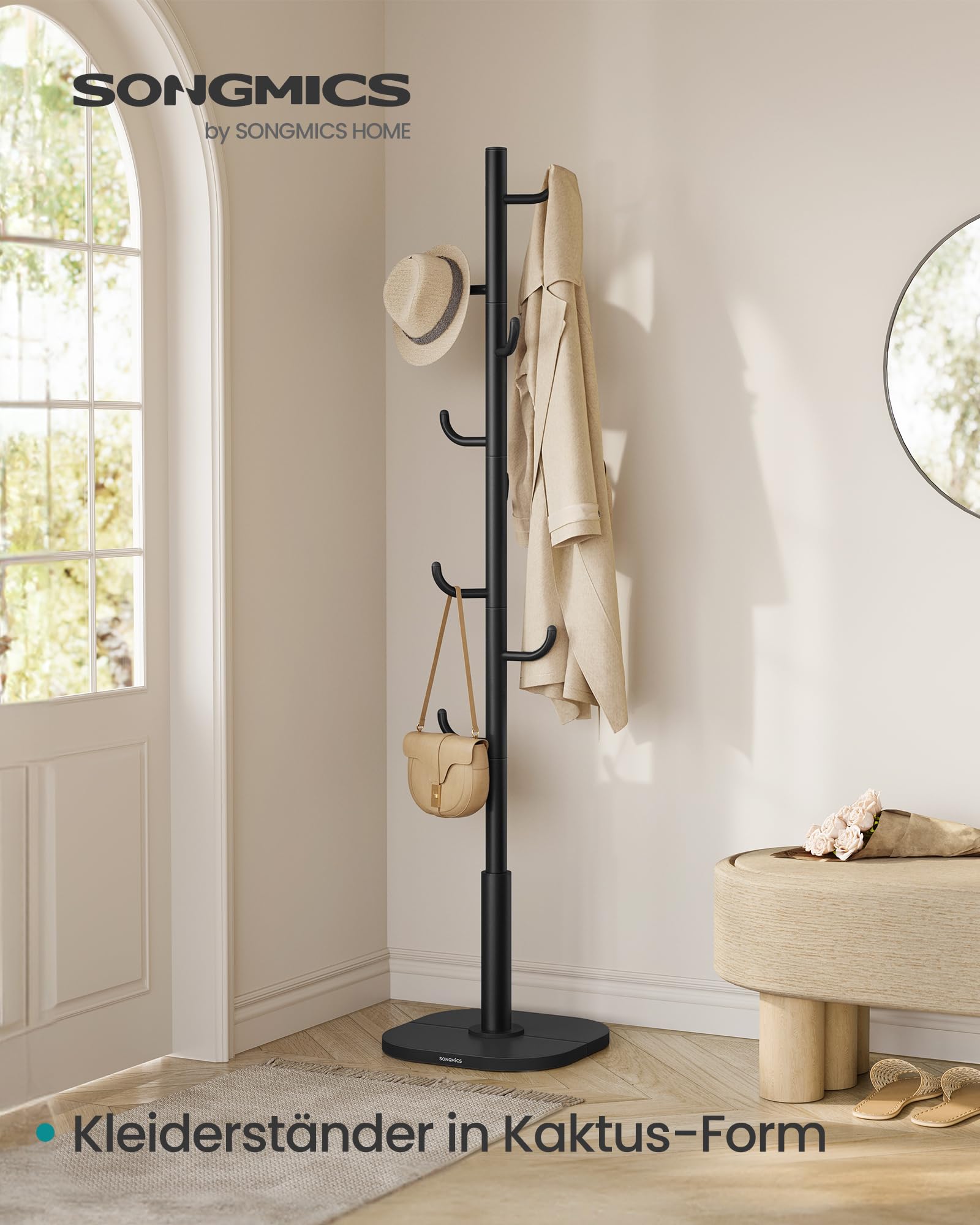 songmics-garderobe-in-kaktus-form-175-3-cm-mit-8-haken-schwarz image 2