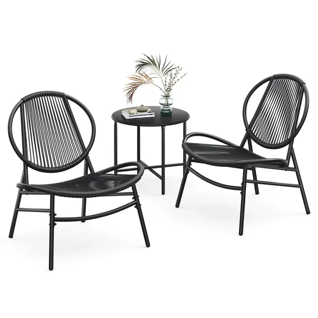 songmics-balkonm-bel-3er-set-pe-polyrattan-tintenschwarz-ggf021b01 image 1