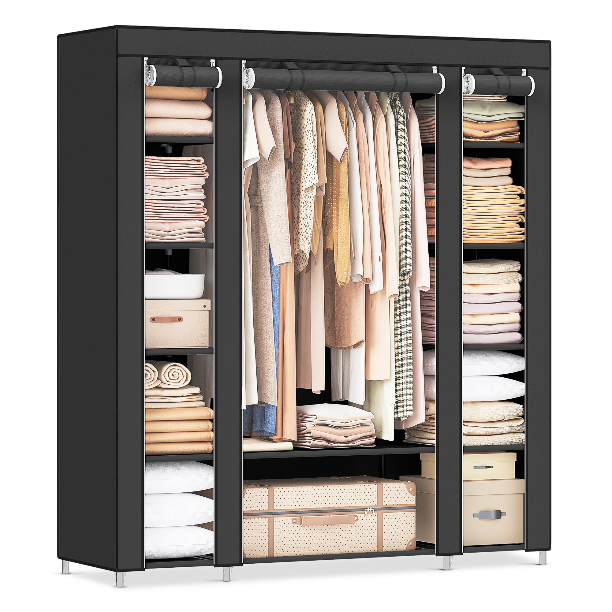 songmics-lsf03h-stoffschrank-kleiderschrank-150-x-45-x-175-cm-schwarz image 1