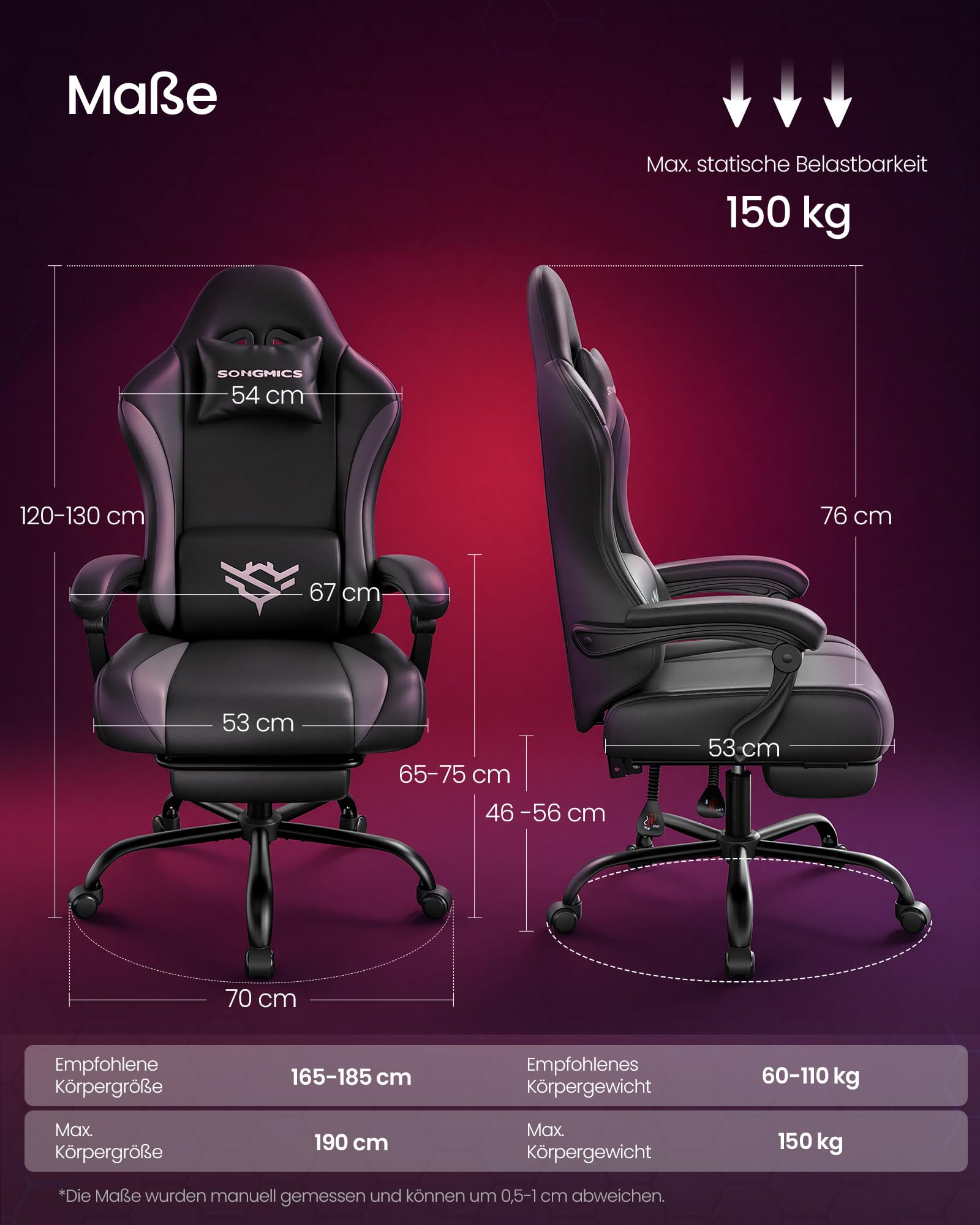 songmics-gaming-stuhl-cathy-obg091bh01-pu-leder-schwarz-150-kg image 3