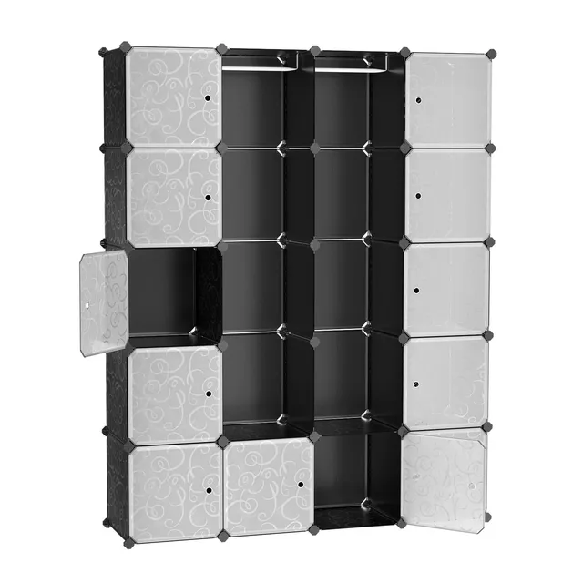 songmics-kleiderschrank-steckregal-lpc30h-143-x-178-x-36-cm-schwarz-mit-2-kleide image 1