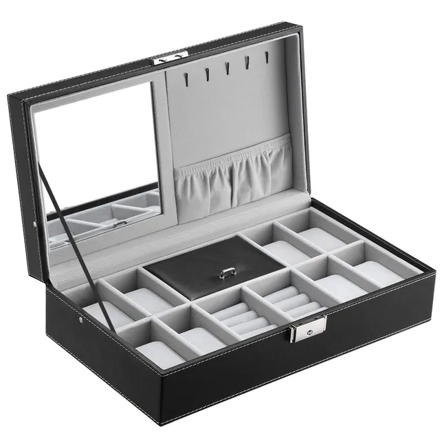 songmics-uhrenkoffer-jwb41b-f-r-8-uhren-schwarz-mit-spiegel image 1