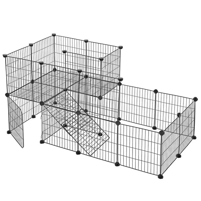 songmics-lpi06h-gehege-2-ebenen-modular-143-x-73-x-71-cm-schwarz image 1