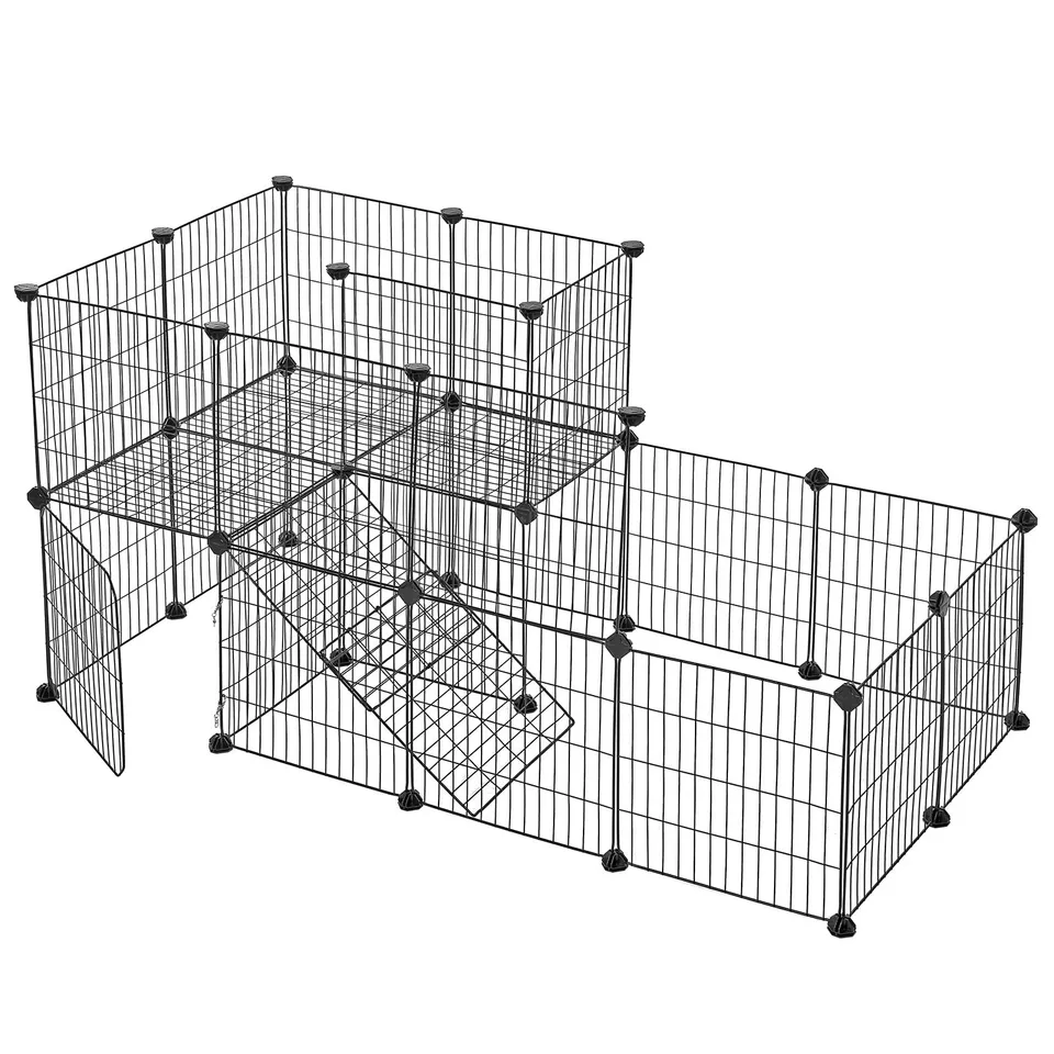 songmics-lpi06h-gehege-2-ebenen-modular-143-x-73-x-71-cm-schwarz image 1