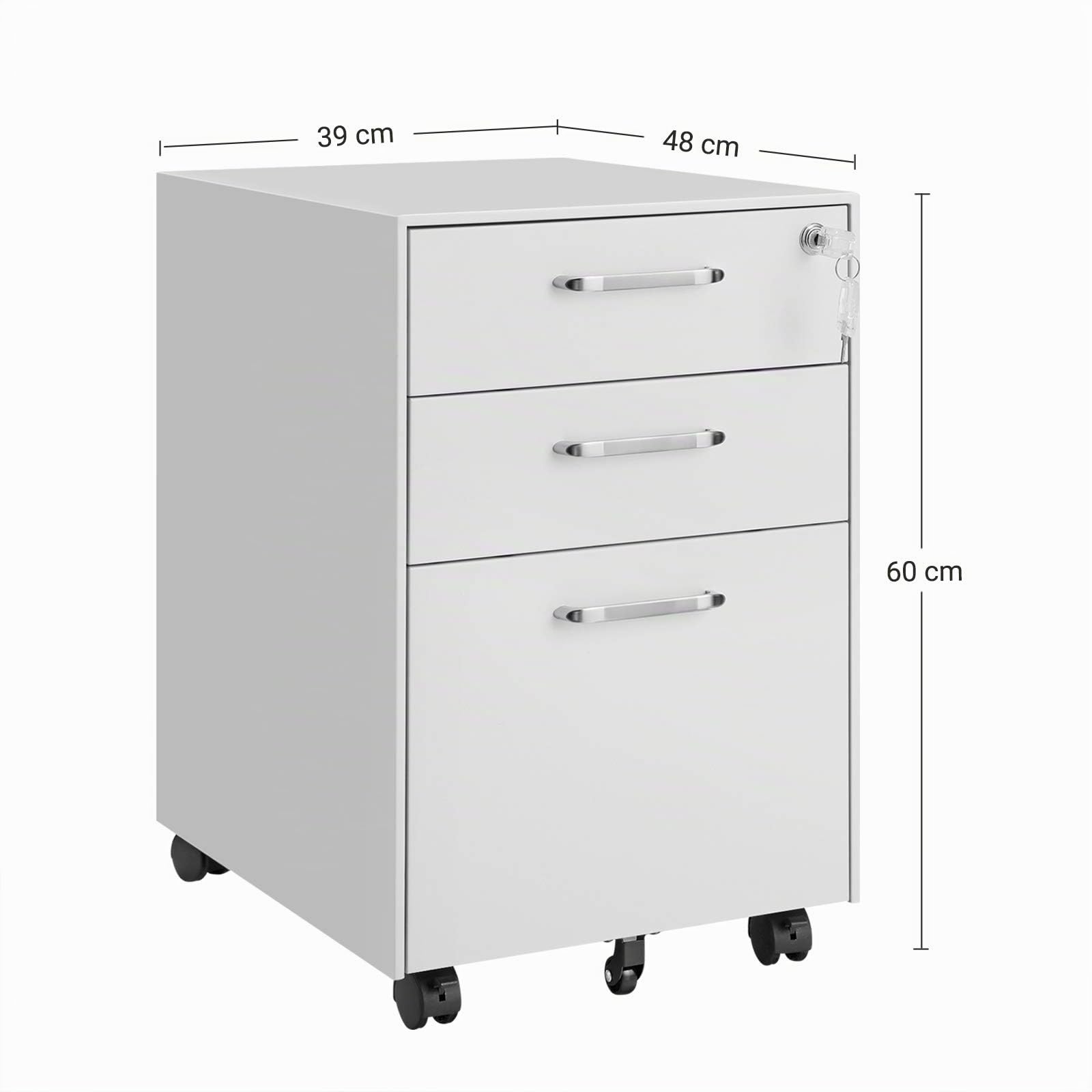 songmics-rollcontainer-stahl-wei-3-schubladen-abschlie-bar-mit-rollen image 3