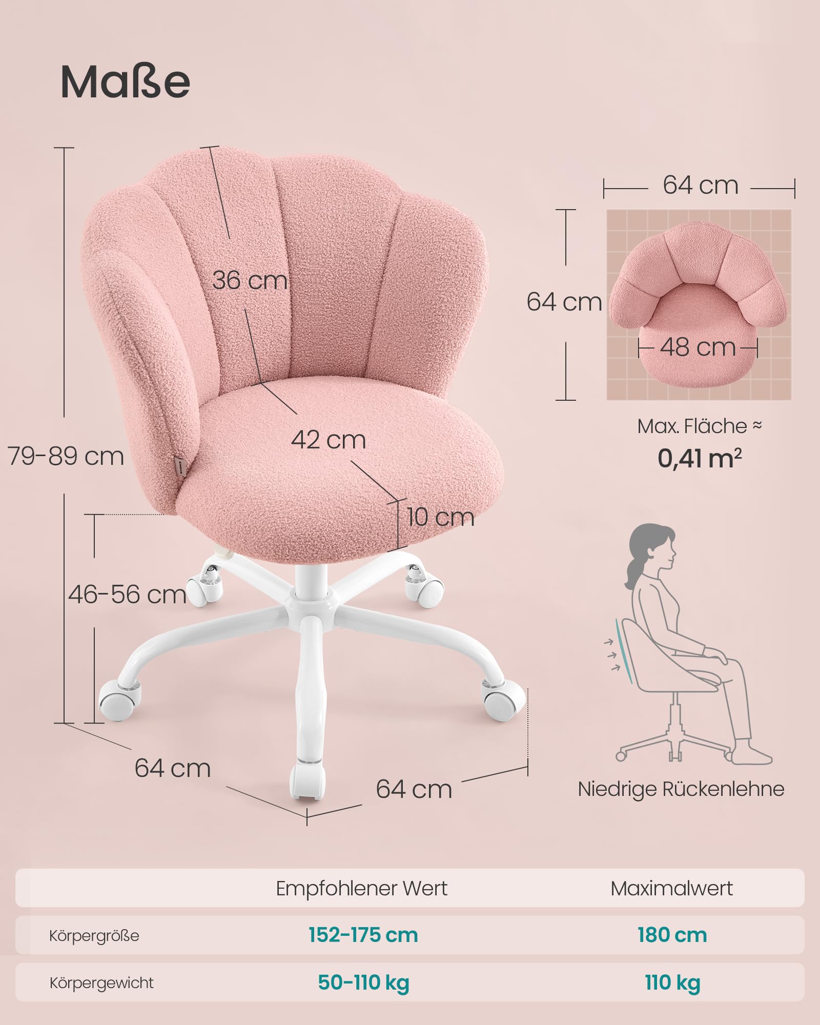 songmics-b-rostuhl-schminktischstuhl-fleece-pastellrosa-bis-110-kg-obg030sa01 image 2
