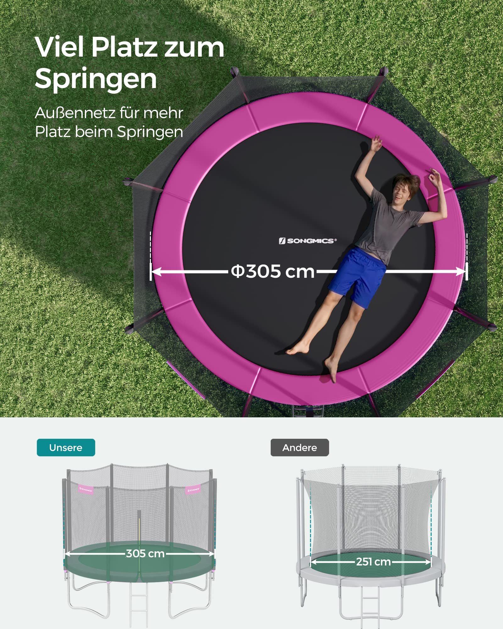 songmics-trampolin-outdoor-rund-305-cm-mit-netz-leiter-schwarz image 3