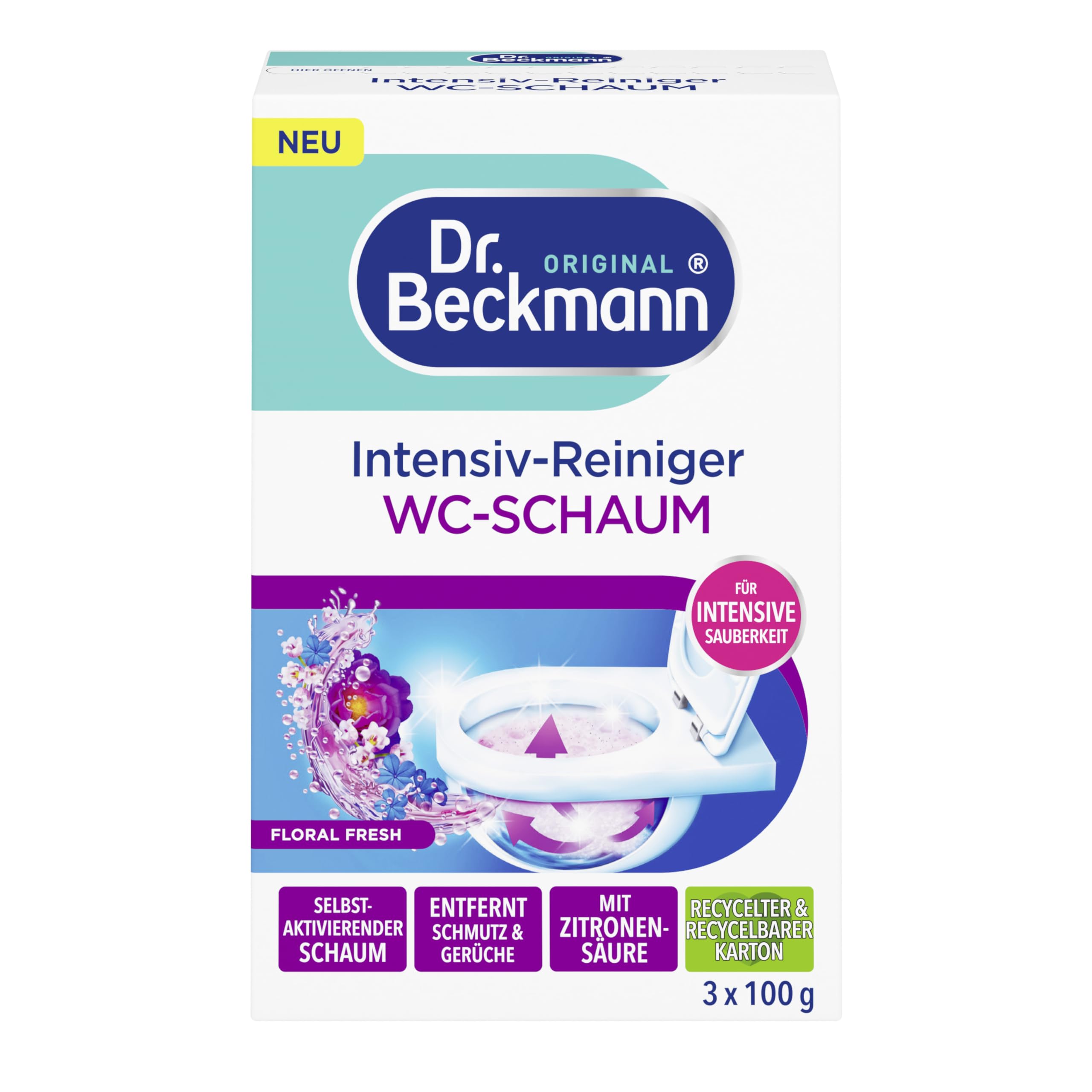 dr-beckmann-intensiv-reiniger-wc-schaum-floral-fresh-3x100g image 1