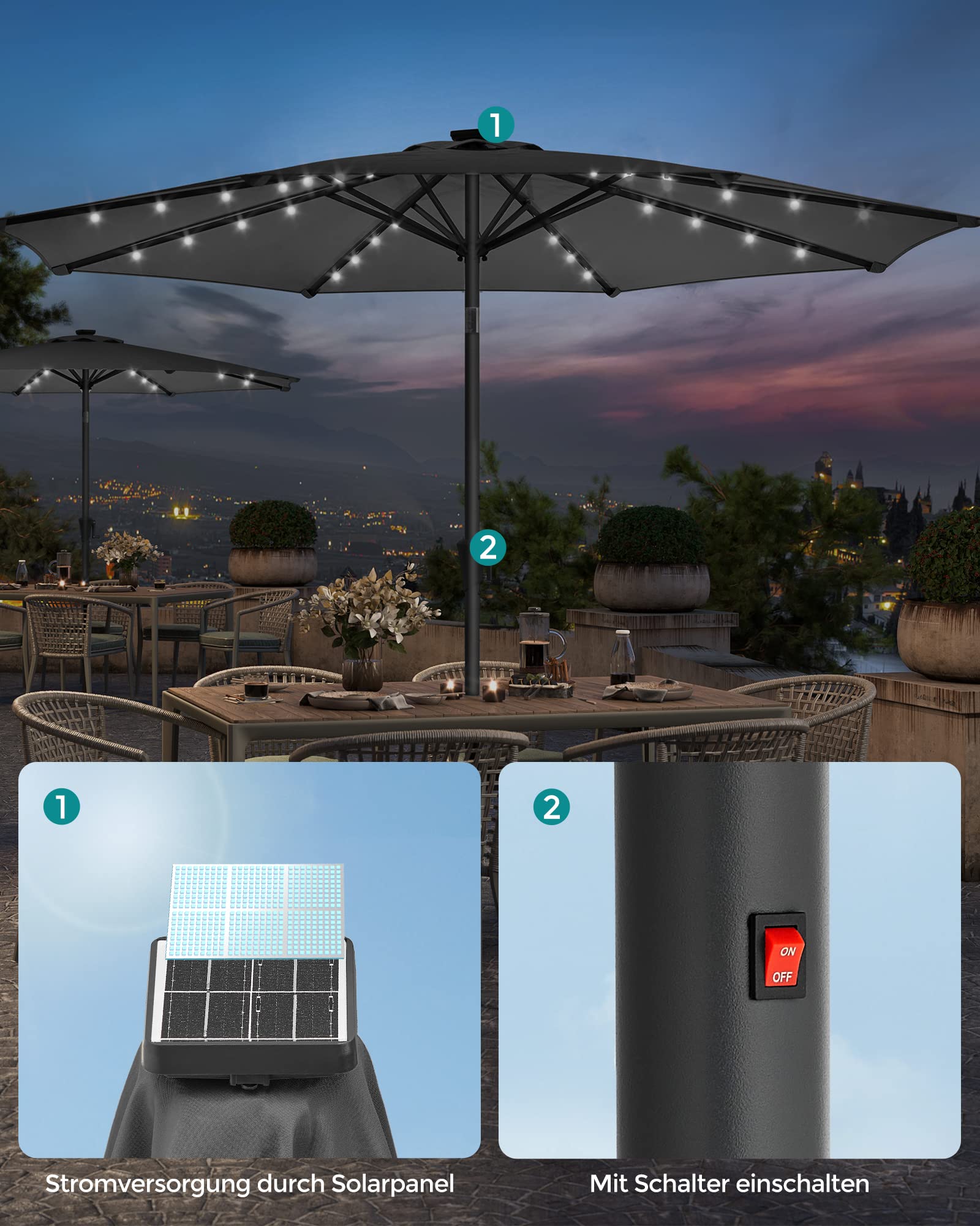 songmics-sonnenschirm-gpu33gy-300-cm-mit-led-solar-grau image 4