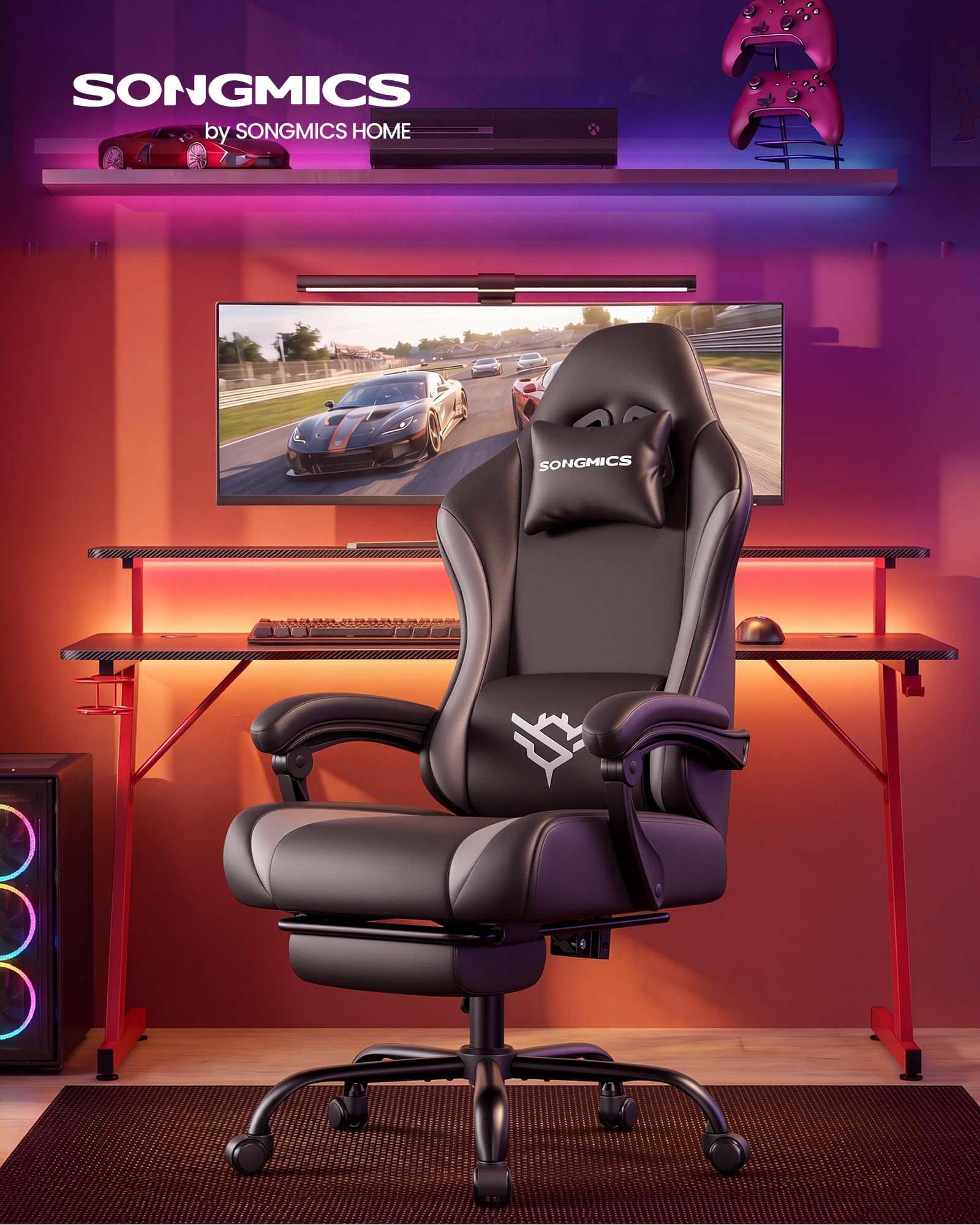 songmics-gaming-stuhl-cathy-obg091bh01-pu-leder-schwarz-150-kg image 2