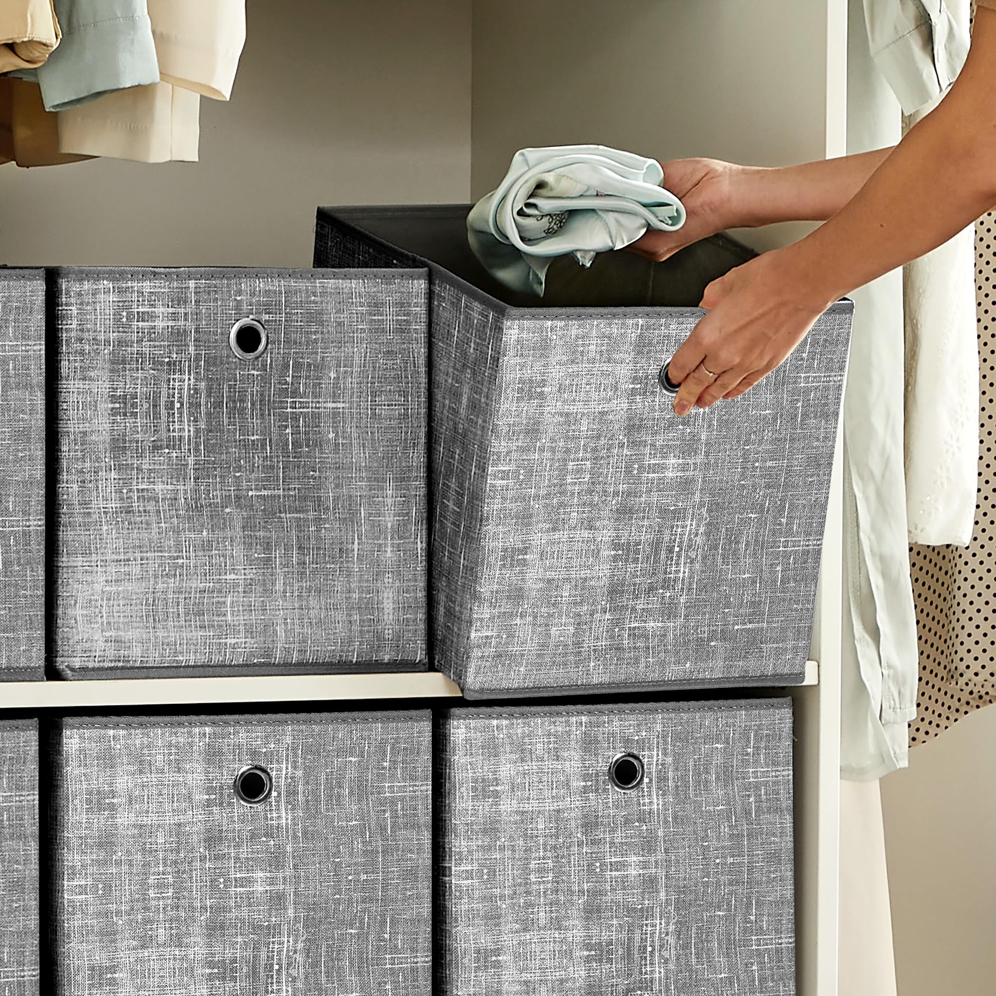 songmics-aufbewahrungsbox-6er-set-rfb02lg-3-grau-meliert-30-x-30-x-30-cm image 5