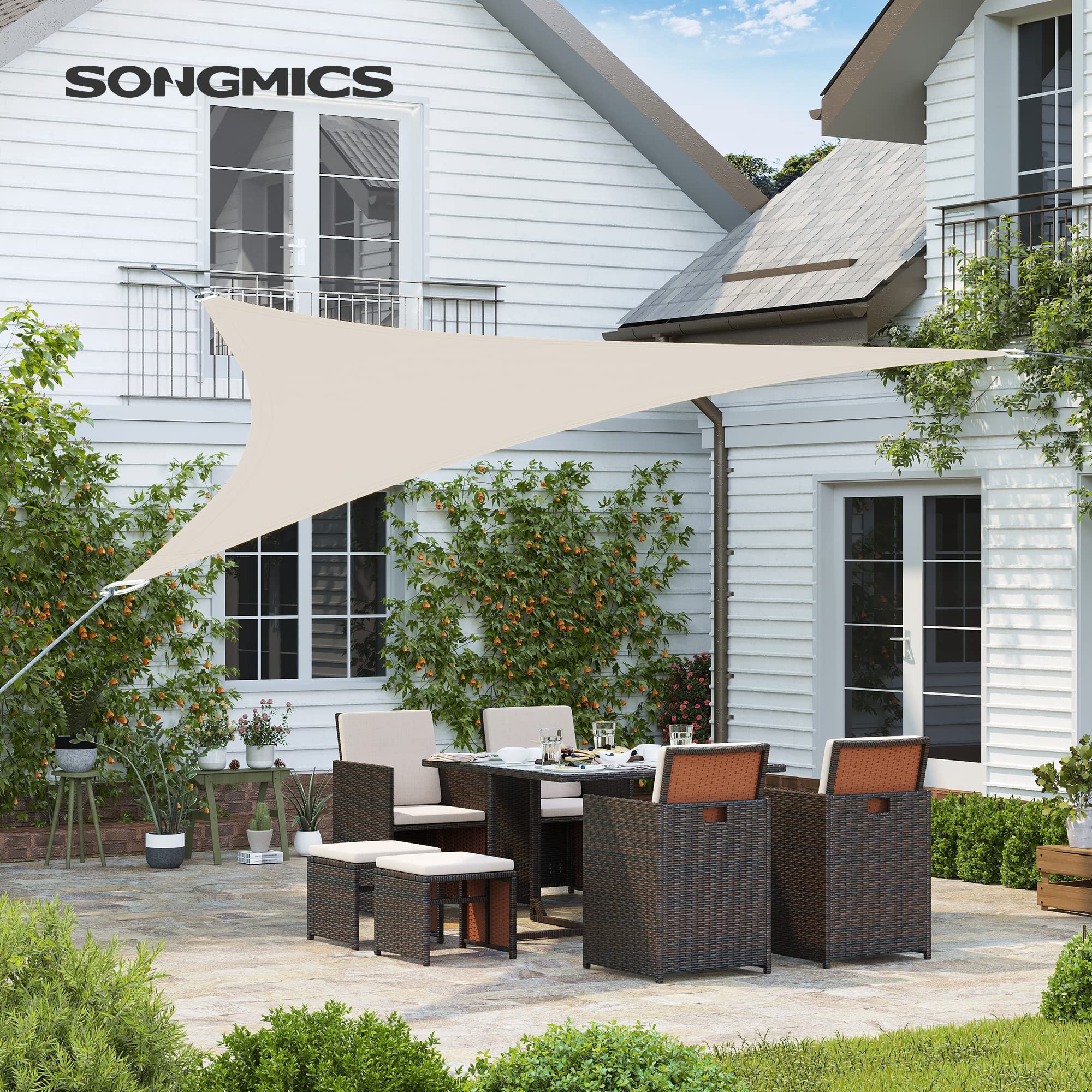 songmics-sonnensegel-gss005m01-dreieckig-4-9-x-4-9-x-4-9-m-hdpe-beige image 2