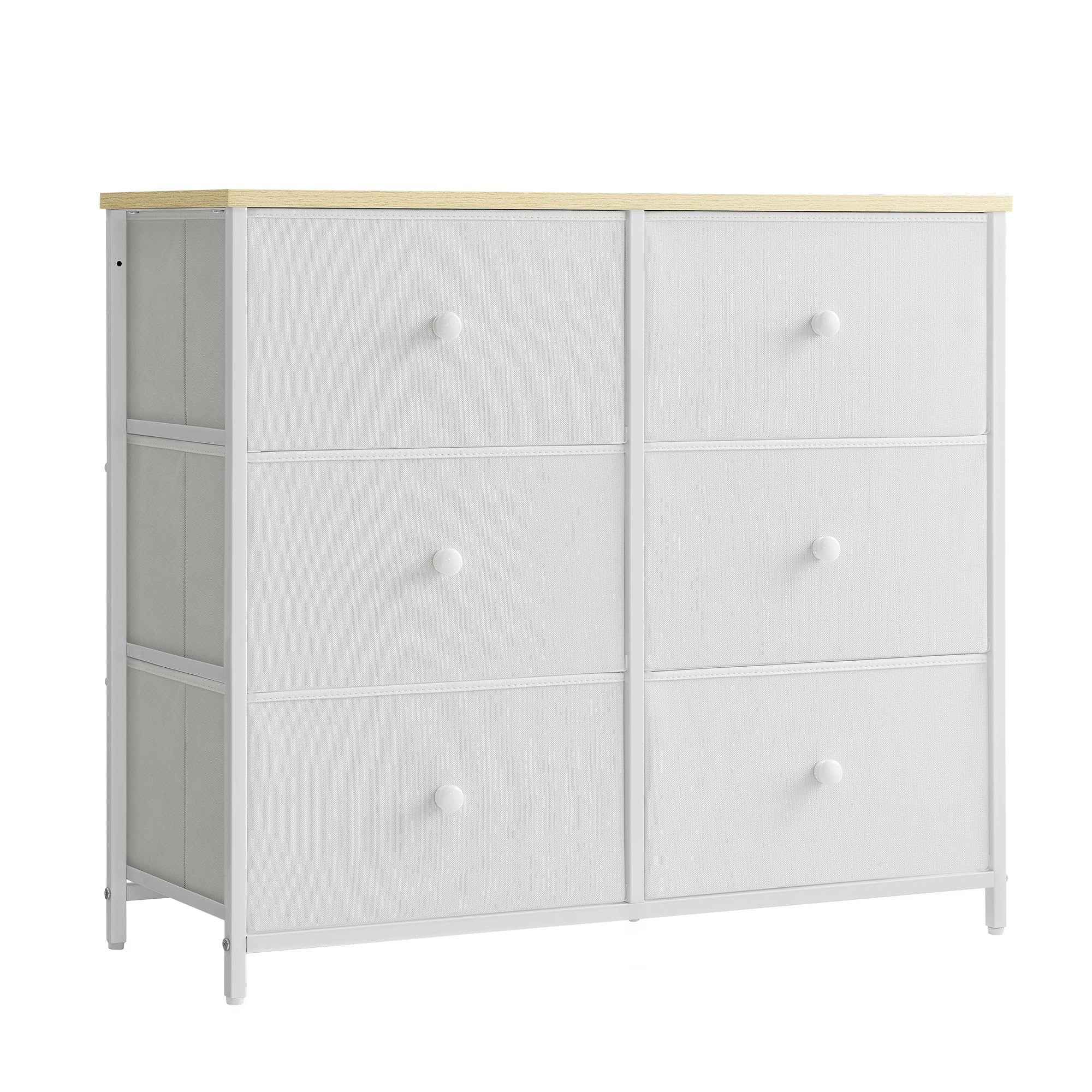 songmics-kommode-lts323w57-6-stoffschubladen-cremewei-eichenfarben image 1