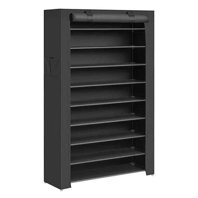 songmics-schuhregal-10-ebenen-28x88x160-cm-schwarz-rxj36hv1-schuhschrank-staubdi image 1