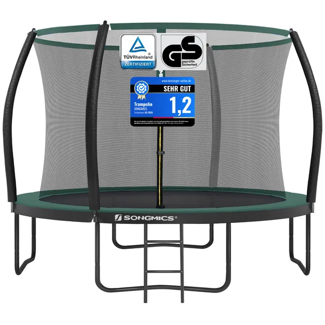 songmics-gartentrampolin-outdoor-244-cm-rund-mit-sicherheitsnetz-und-leiter image 1