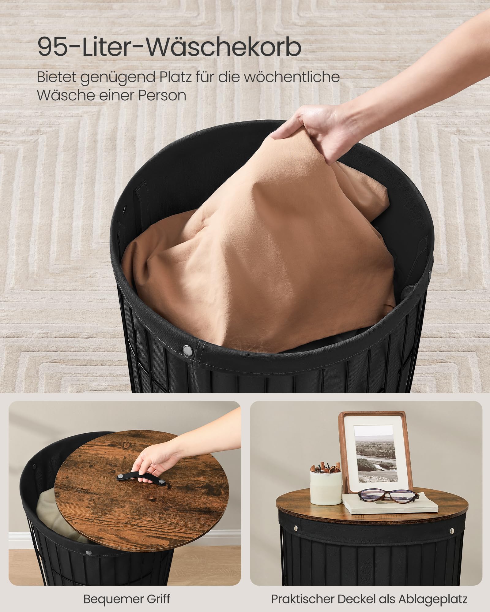 songmics-w-schekorb-mit-deckel-rund-95-l-schwarz-beistelltisch image 4