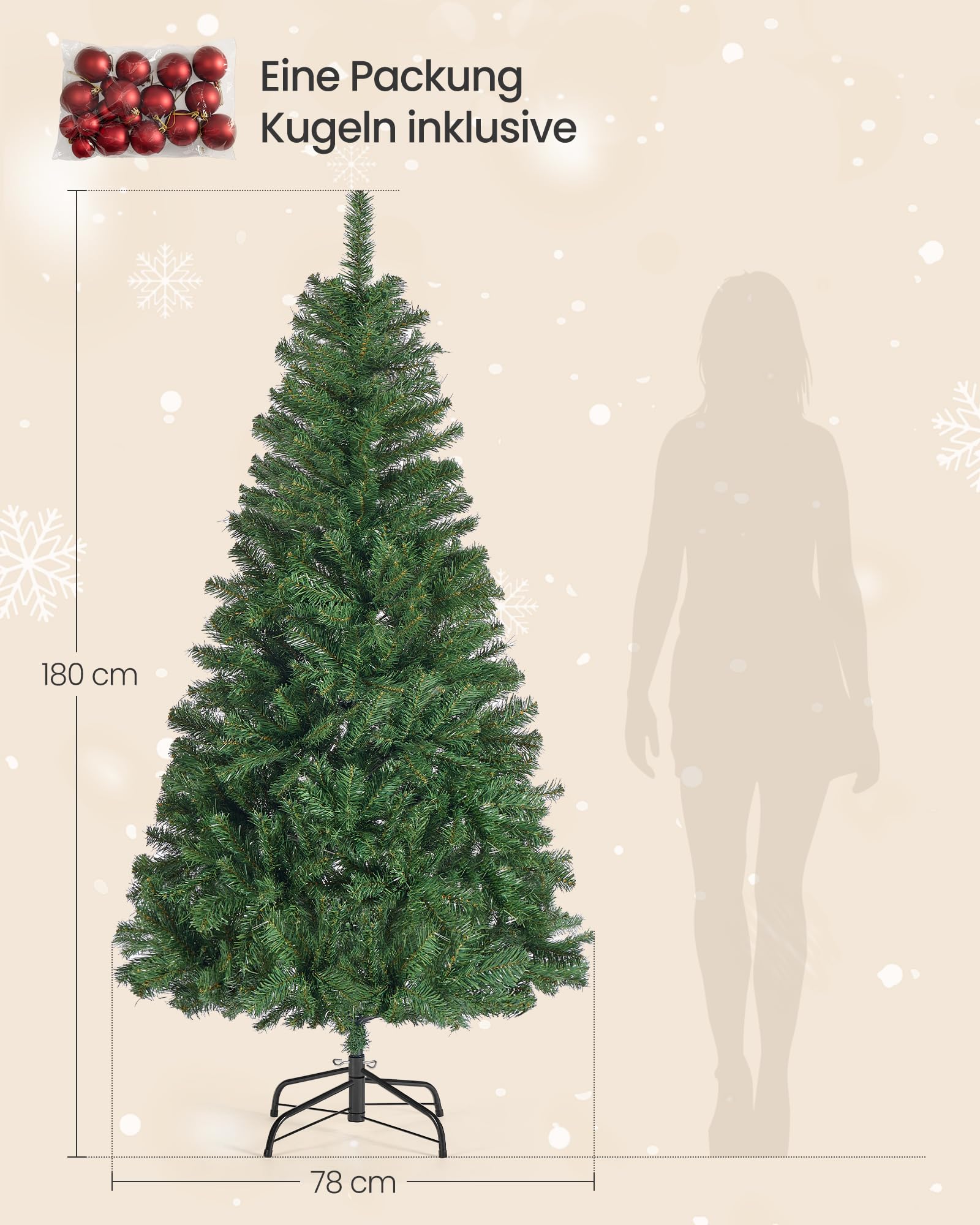 songmics-k-nstlicher-weihnachtsbaum-180-cm-tannenbaum-mit-kugeln-pvc-metallst-nd image 4