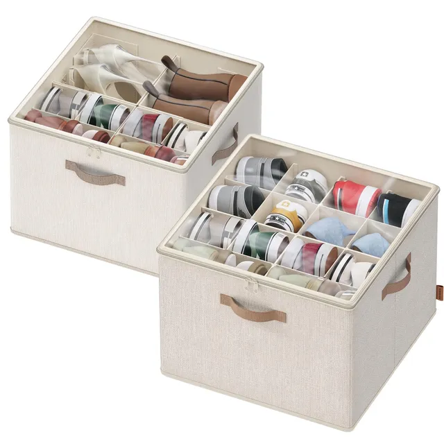 songmics-schuh-organizer-2er-set-stapelbar-f-r-bis-zu-16-paar-schuhe image 1