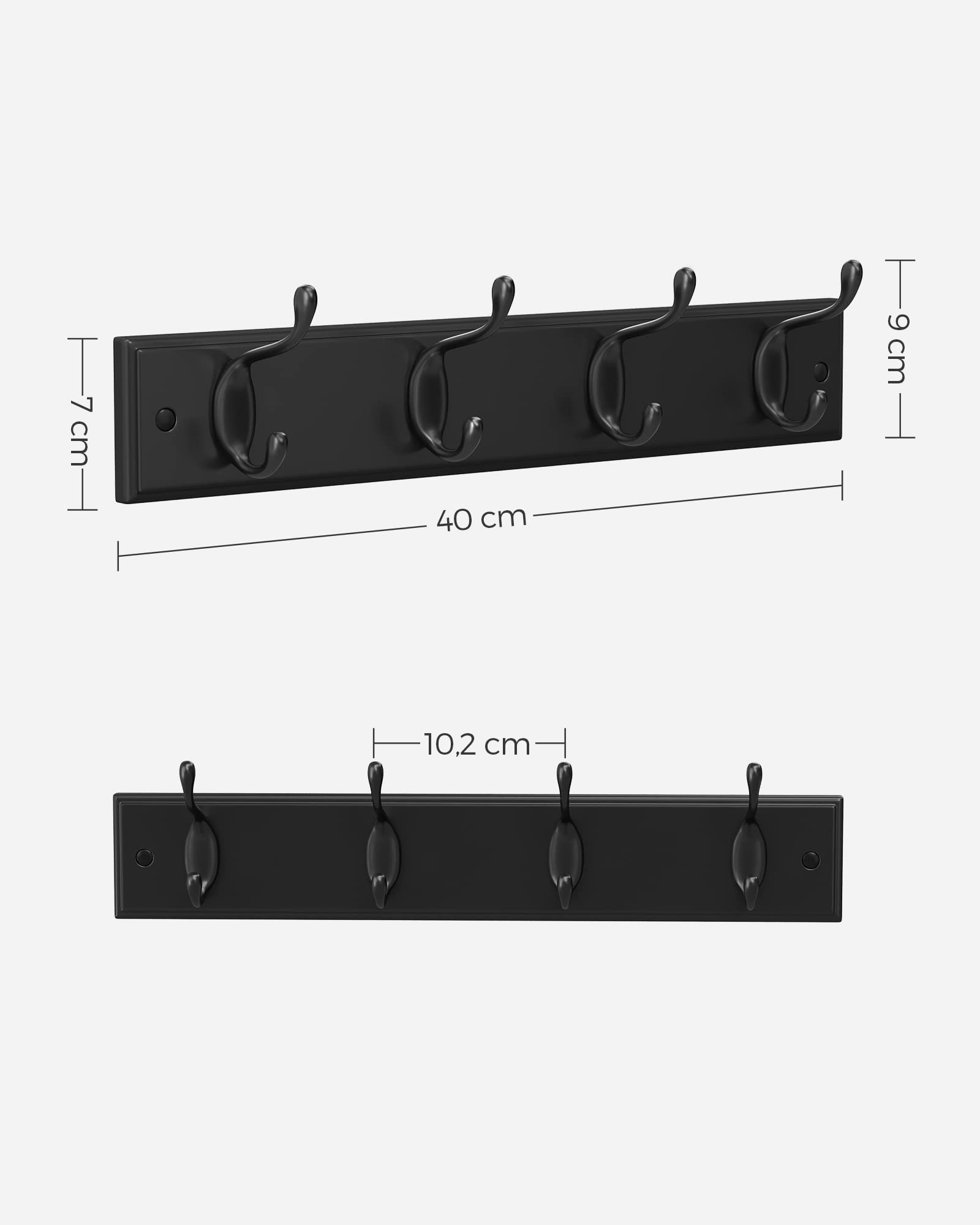 songmics-garderobenleiste-wand-4-doppelhaken-schwarz-lhr023b01 image 2