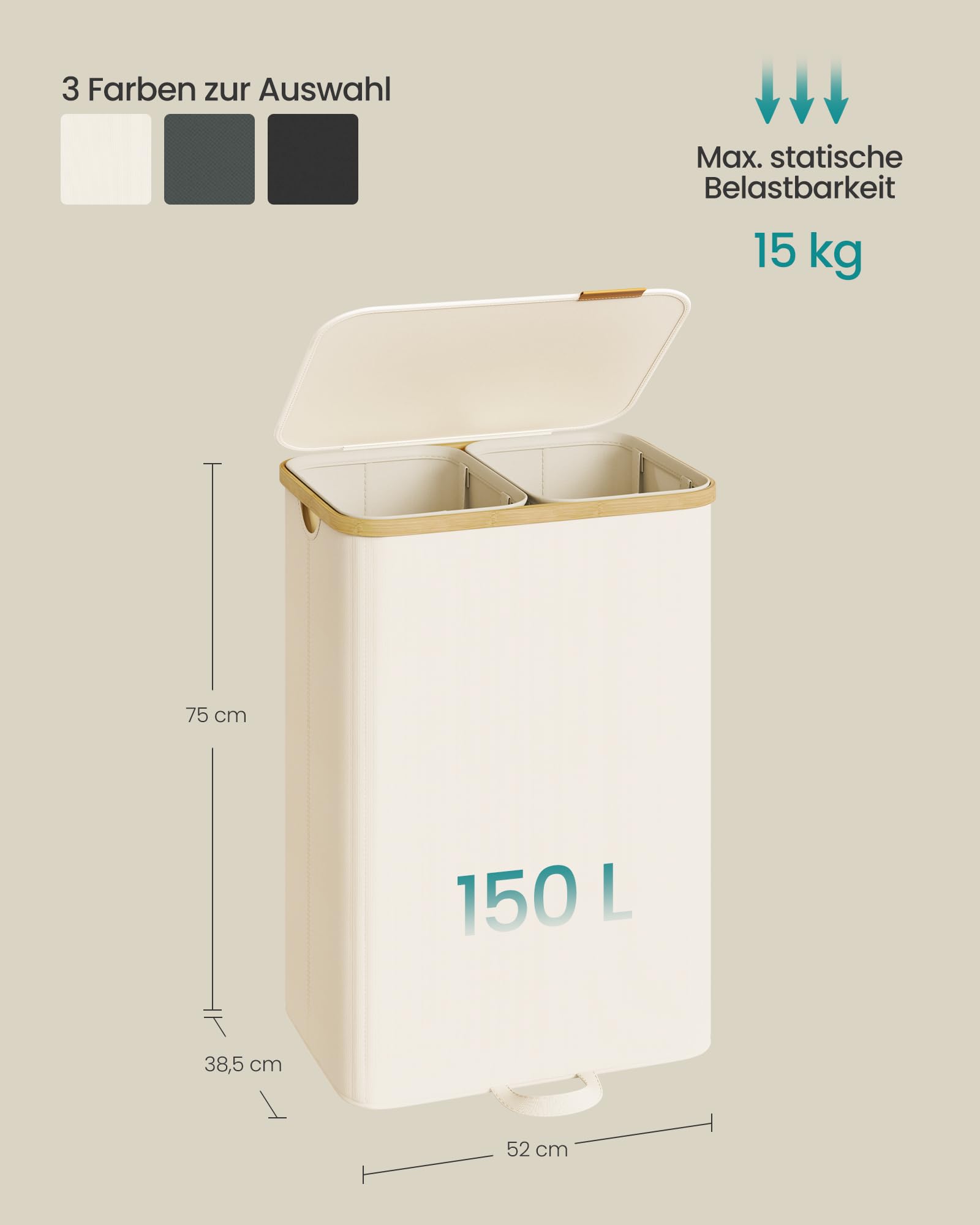 songmics-w-schekorb-mit-deckel-150-liter-2-f-cher-bambusrahmen image 6