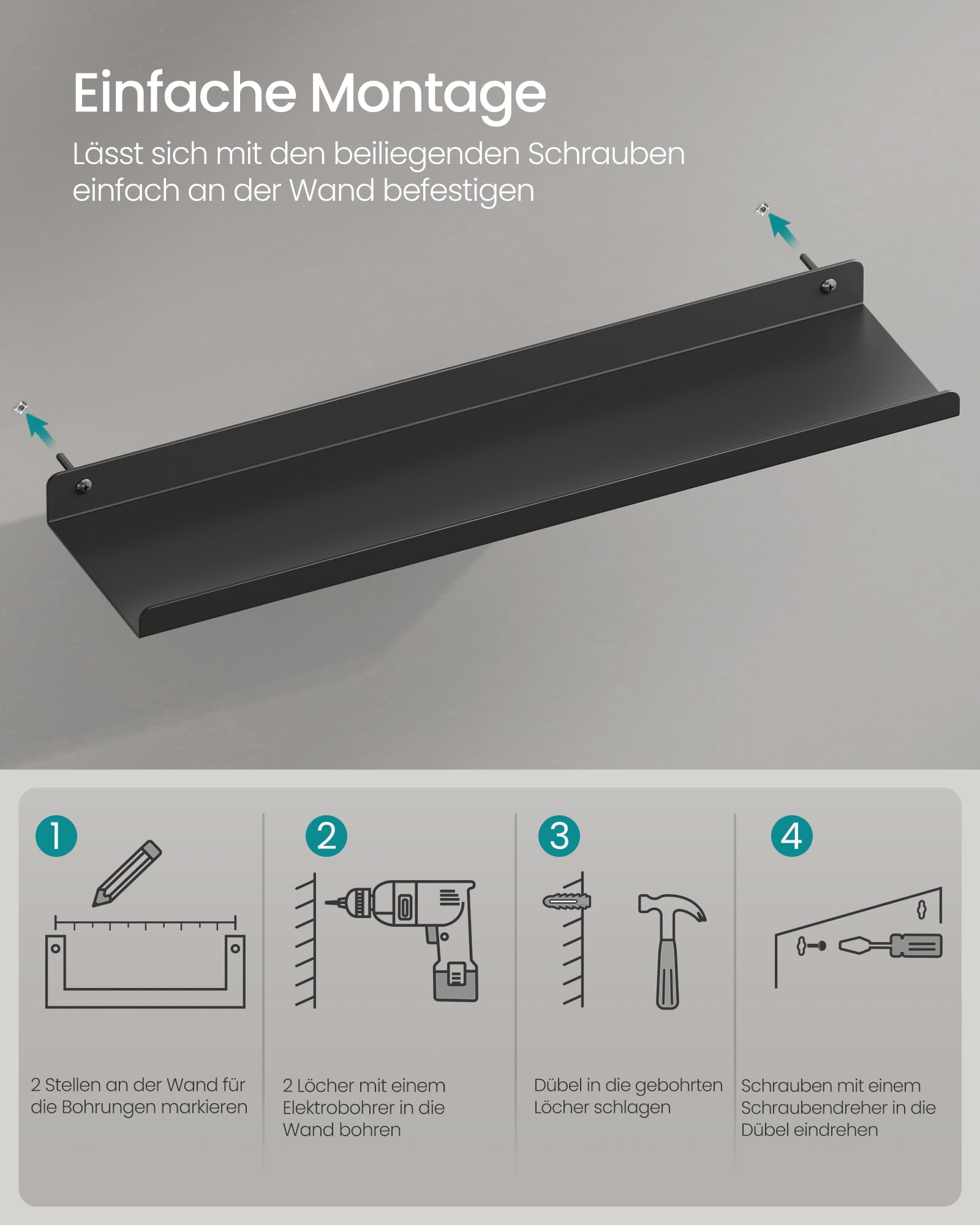 songmics-custos-wandregal-metall-3er-set-schweberegal-schwarz-lfs12bk image 6