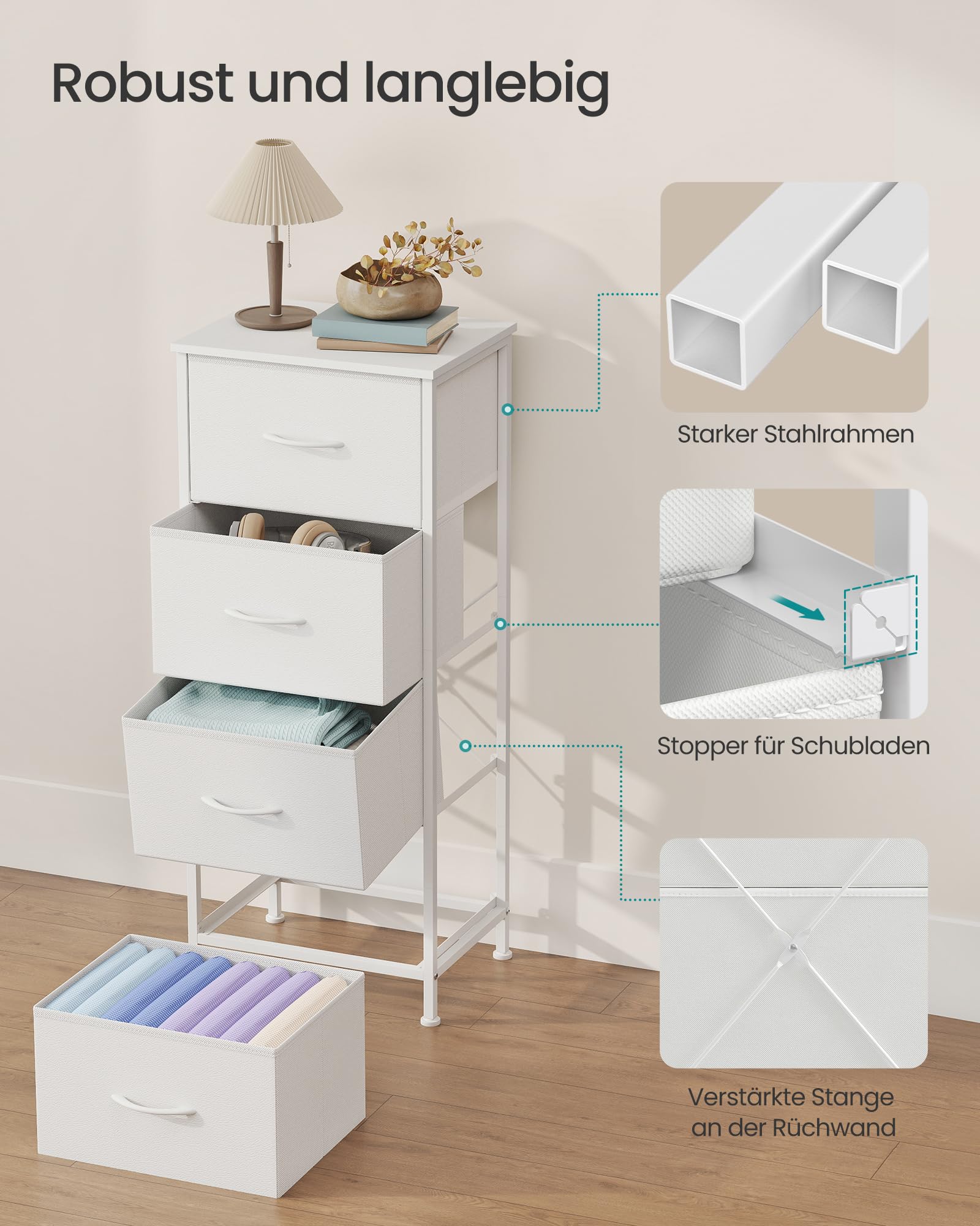 songmics-bellah-lgs314wh01-kommode-4-schubladen-wolkenwei-schneewei image 6