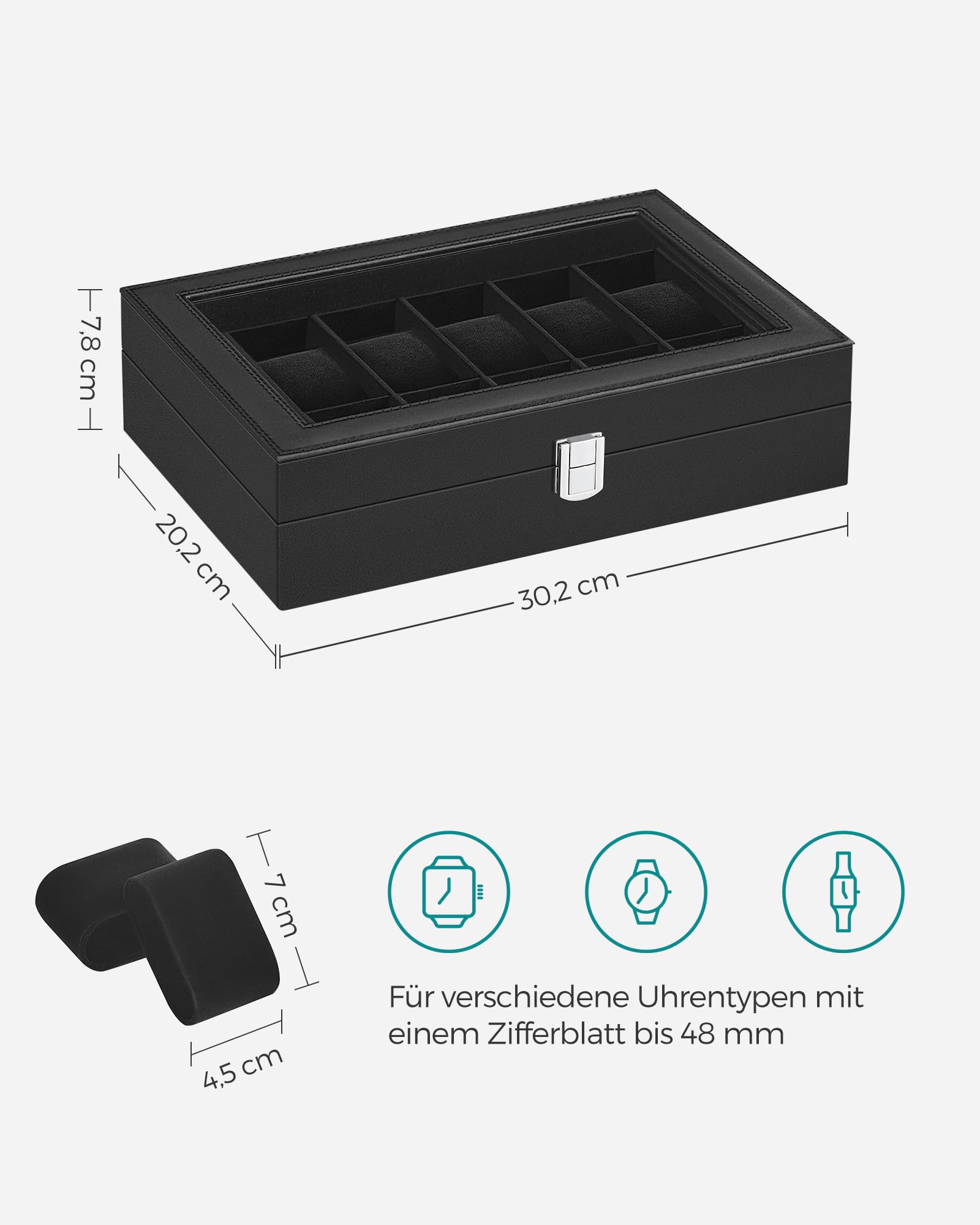 songmics-uhrenbox-jwb12b-mit-12-f-chern-und-glasdeckel-schwarz image 6
