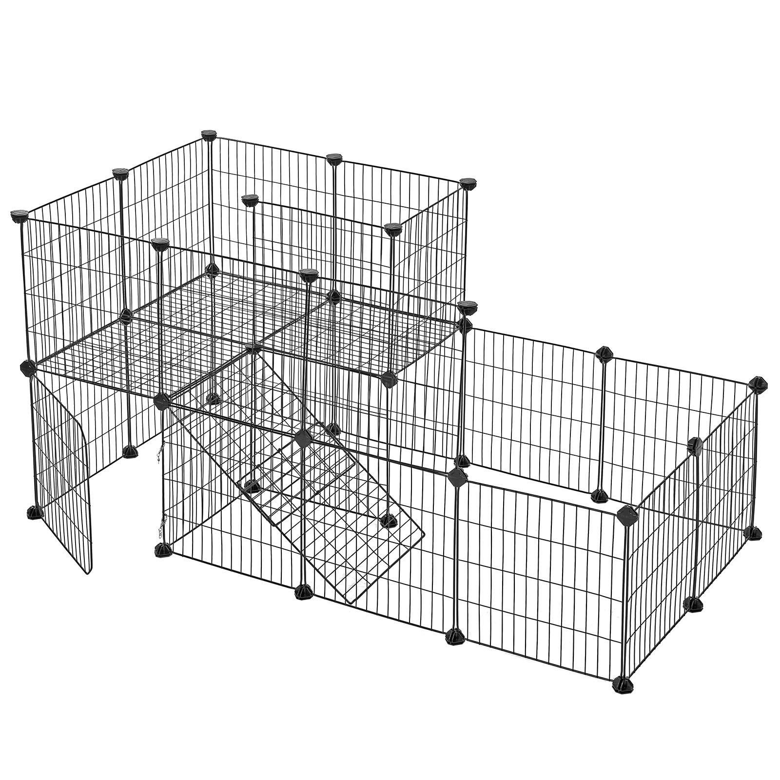 songmics-lpi06h-gehege-2-ebenen-modular-143-x-73-x-71-cm-schwarz image 1