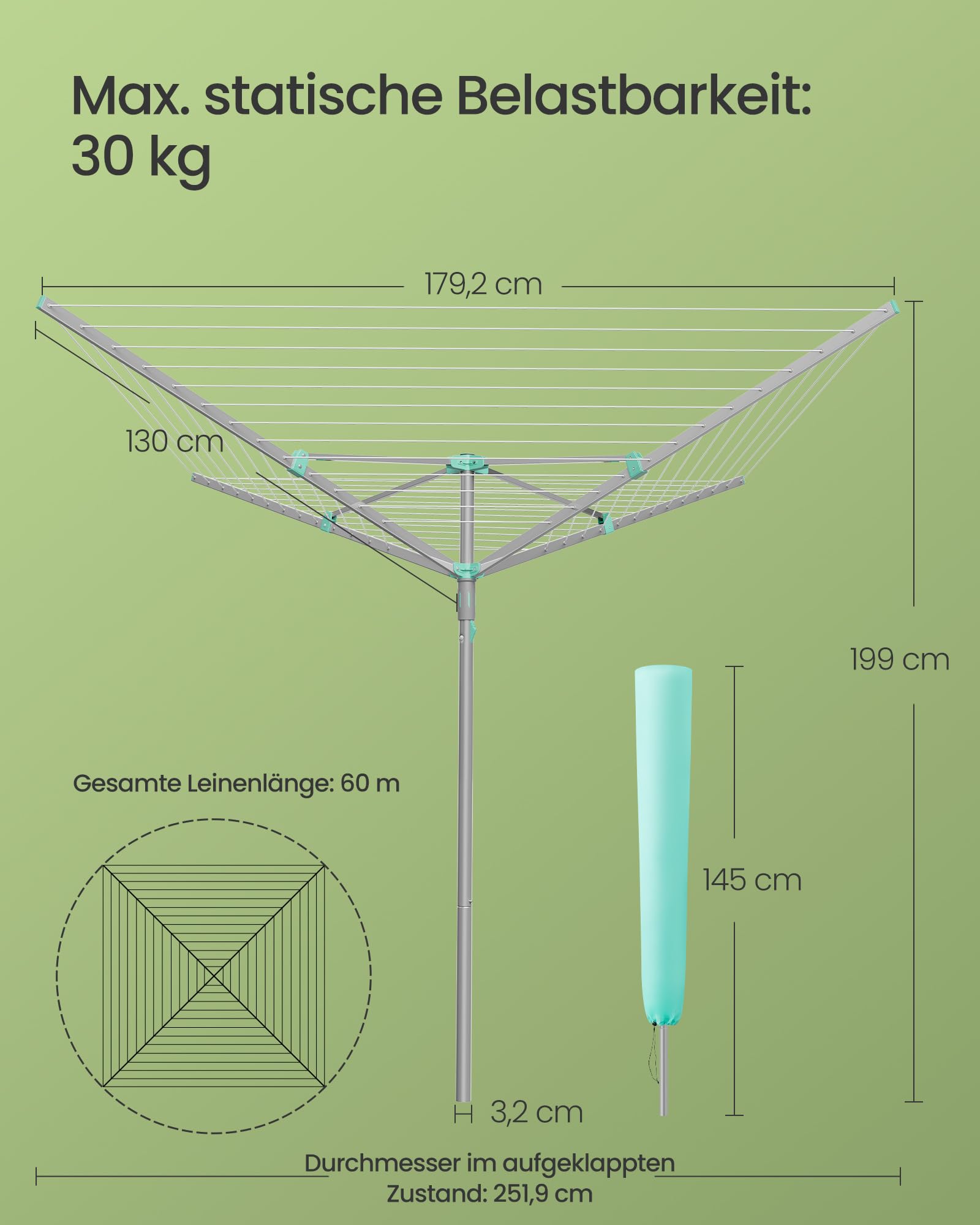 songmics-w-schespinne-drehbar-klappbar-60-m-w-scheleine image 6