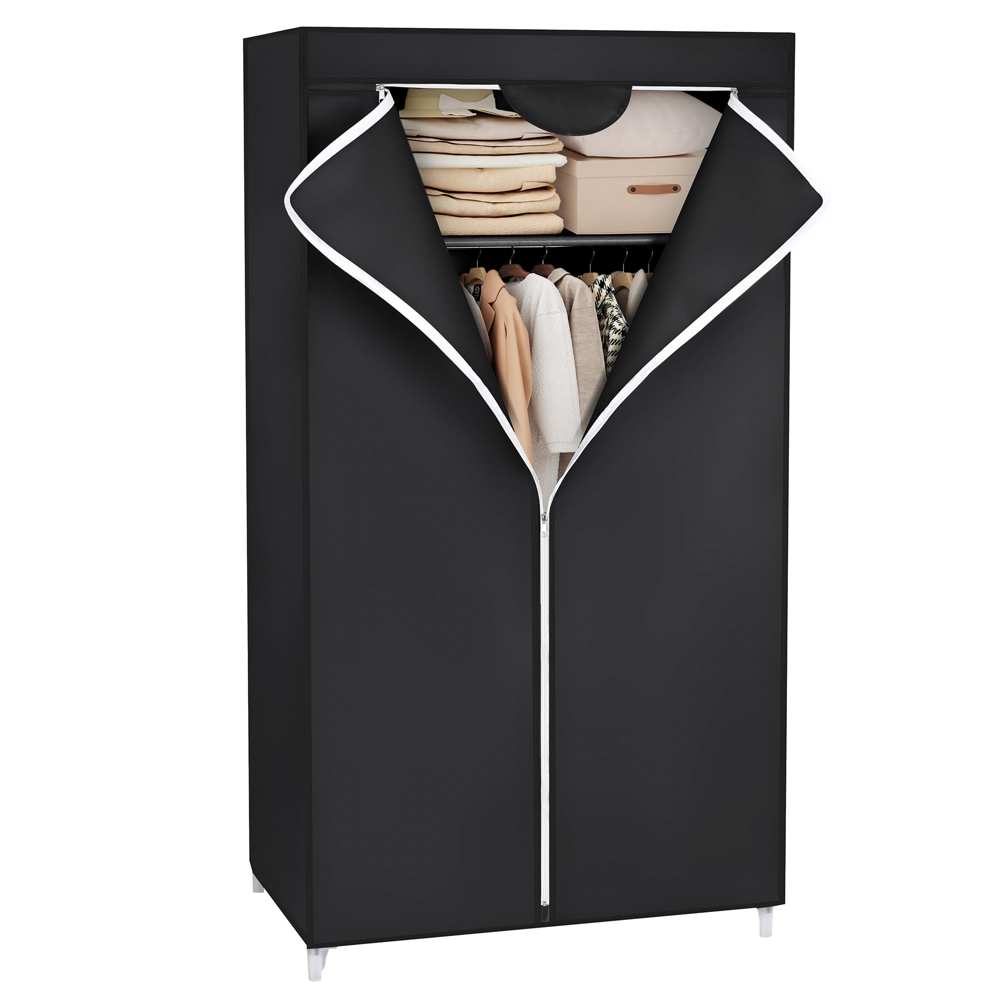 songmics-kleiderschrank-ryg83h-stoffschrank-faltbar-75-x-45-x-160-cm-schwarz image 1