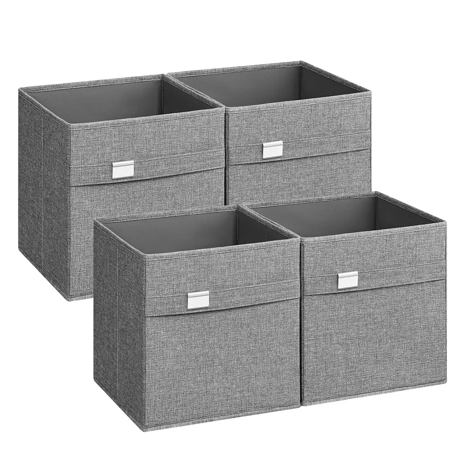songmics-aufbewahrungsbox-rob230g04-4er-set-30x30x30-taubengrau-faltbox image 1