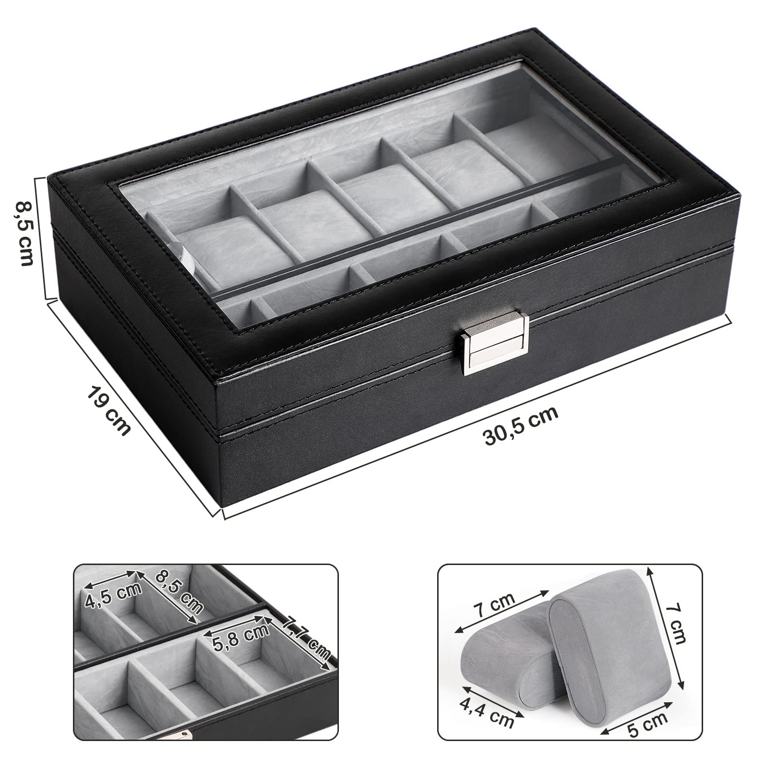 songmics-uhrenbox-jwb14bk-schwarz-mit-glasfenster-f-r-11-uhren image 7