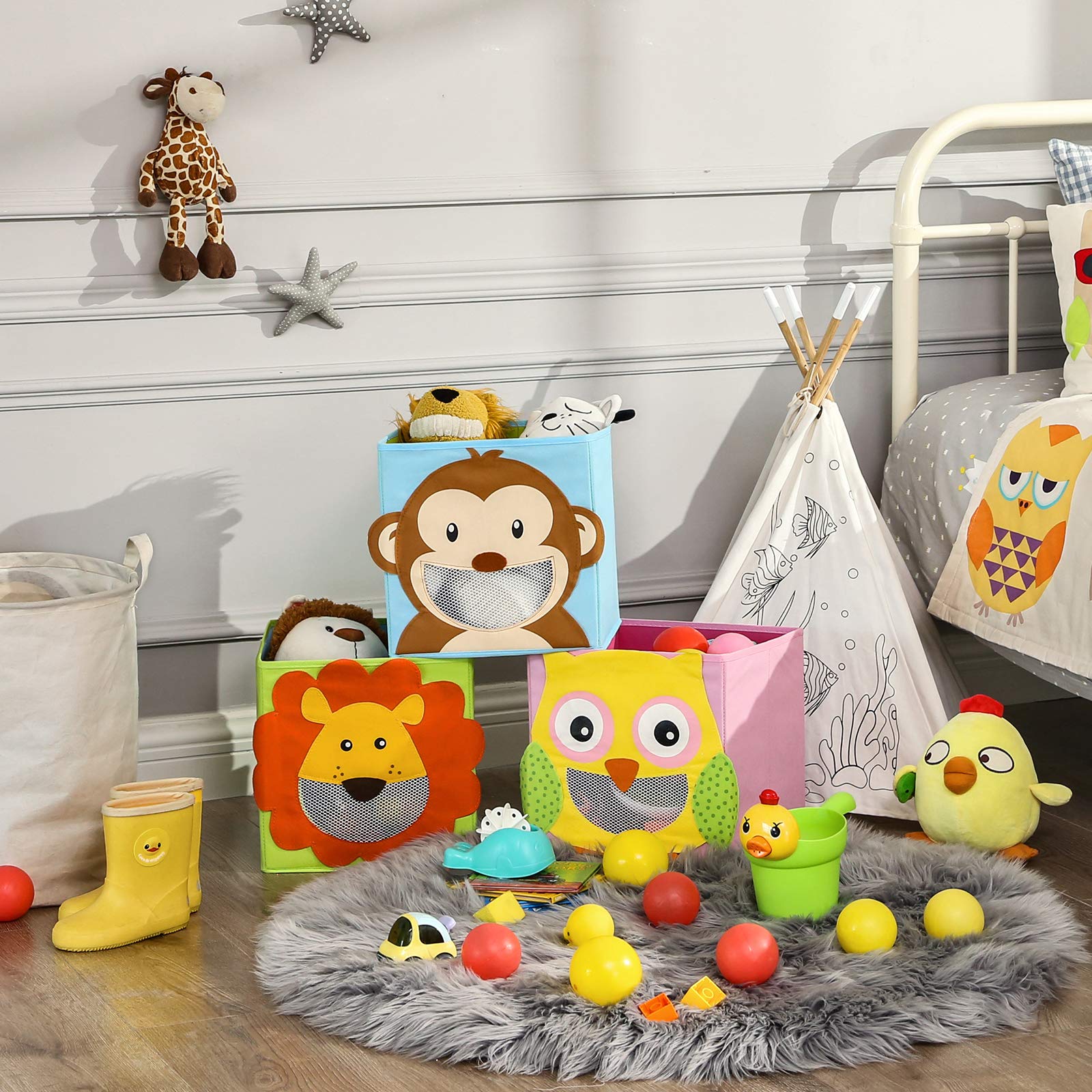 songmics-rfb01ku-aufbewahrungsbox-kinder-3er-set-27-x-27-x-27-cm-tiermotive-bunt image 2
