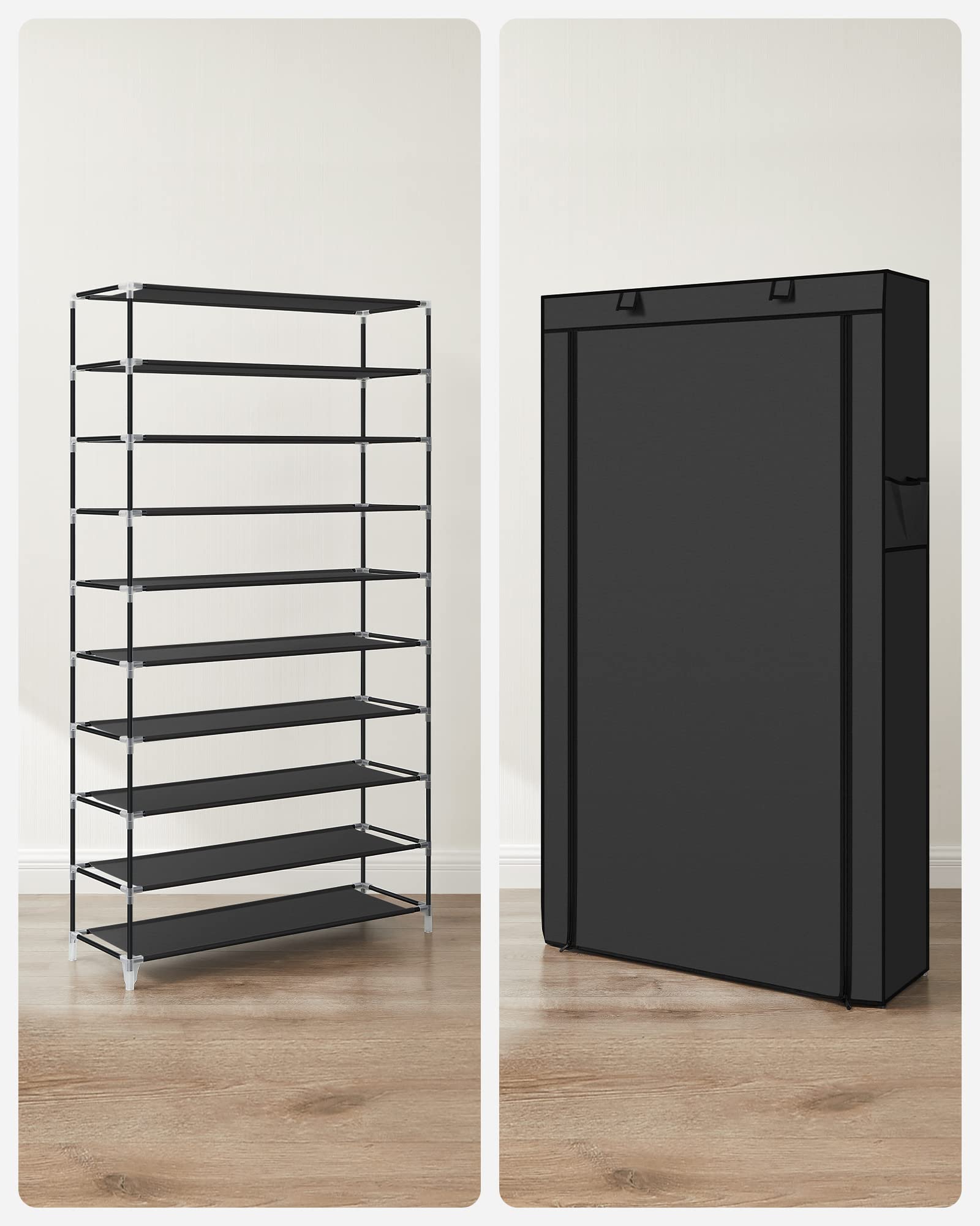 songmics-schuhregal-10-ebenen-28x88x160-cm-schwarz-rxj36hv1-schuhschrank-staubdi image 8