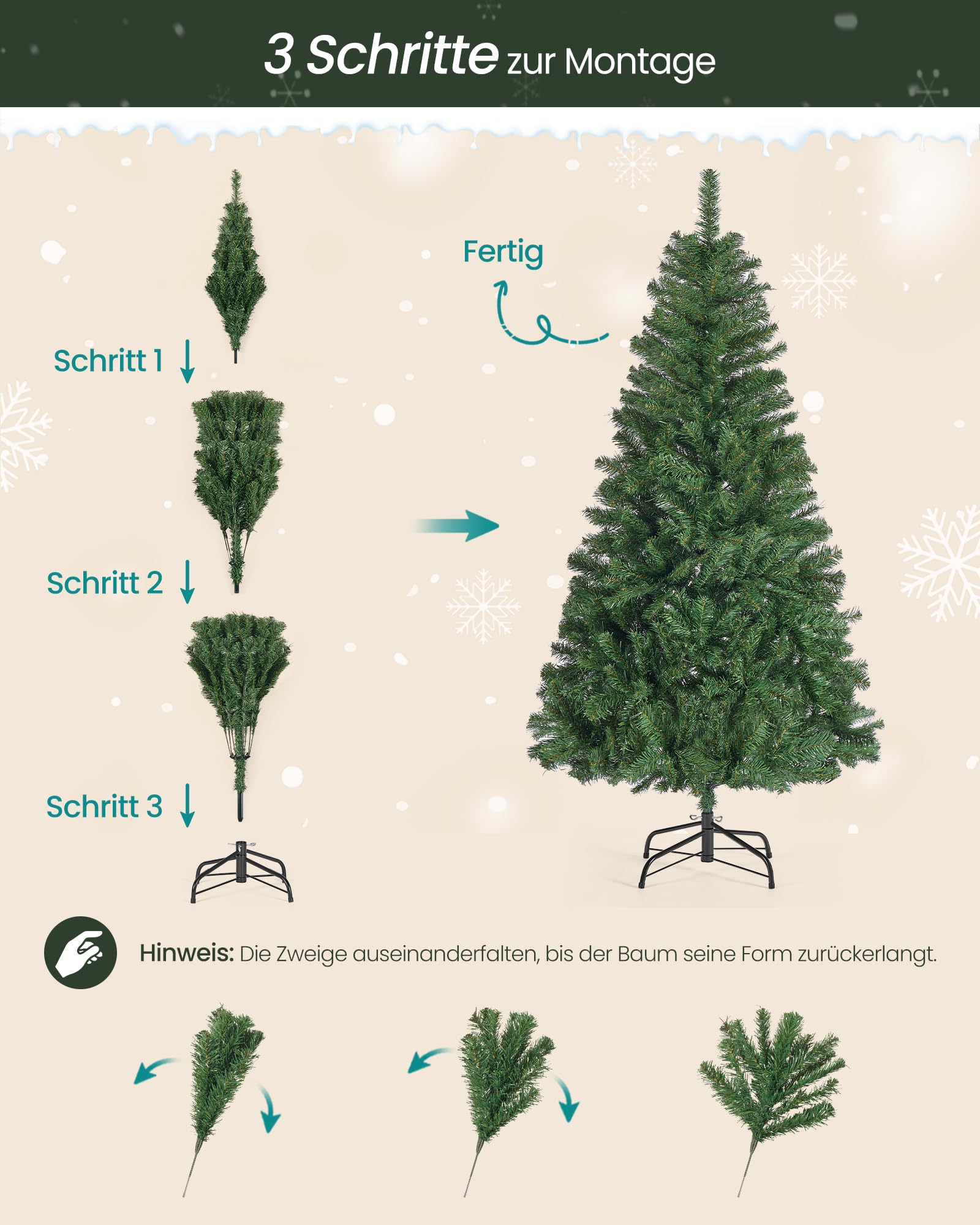 songmics-k-nstlicher-weihnachtsbaum-180-cm-tannenbaum-mit-kugeln-pvc-metallst-nd image 6