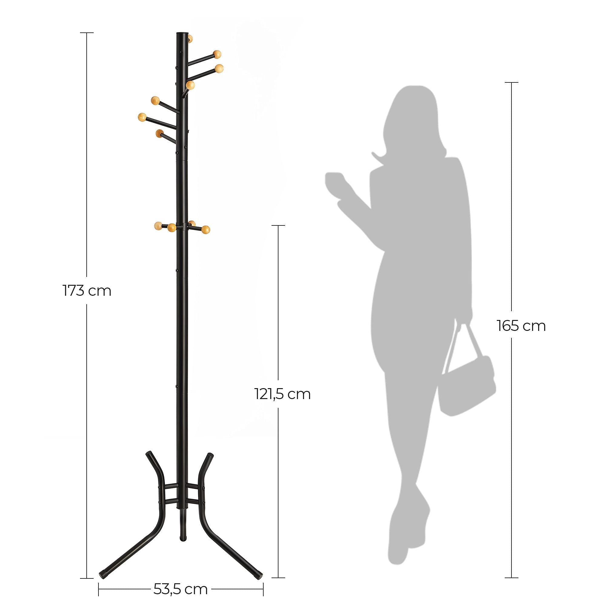 songmics-garderobenst-nder-11-kugelhaken-stahl-173-cm-schwarz-rcr028b01 image 7
