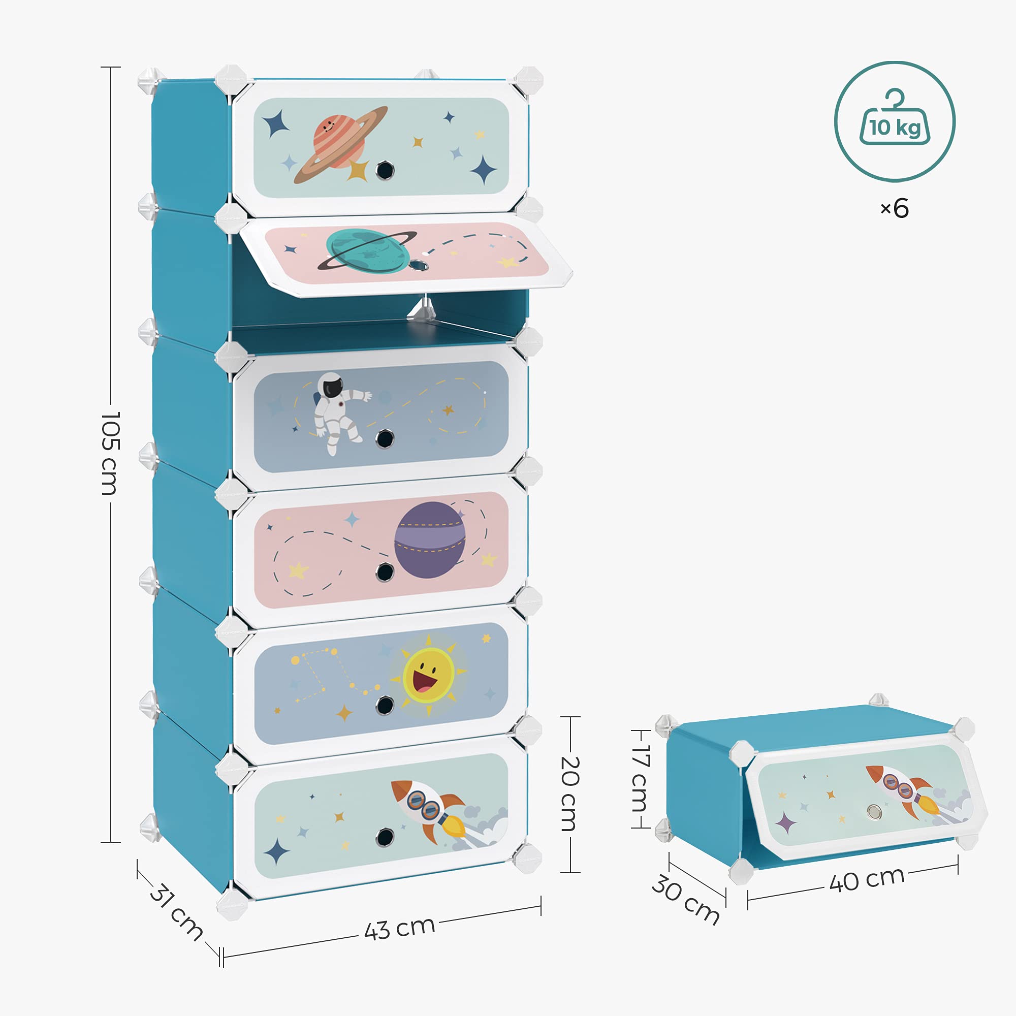 songmics-lpc904q01-kinderschuhregal-6-f-cher-weltraum-blau-43x31x105-cm image 3