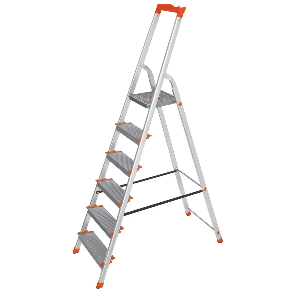 songmics-glt006wt01-trittleiter-6-stufen-aluminium-grau-orange image 1