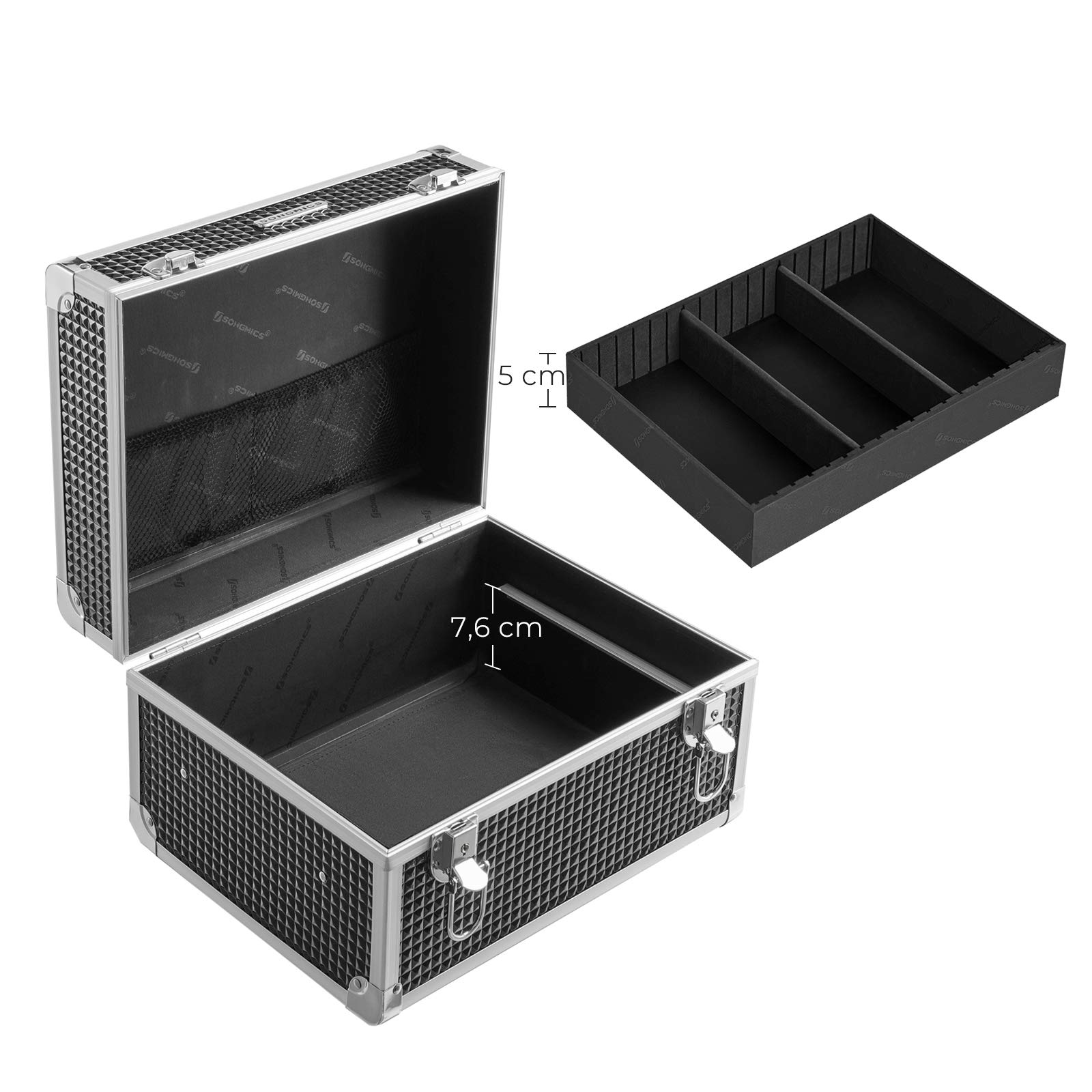 songmics-kosmetikkoffer-jbc328b01-schwarz-make-up-koffer-mit-tablett image 5