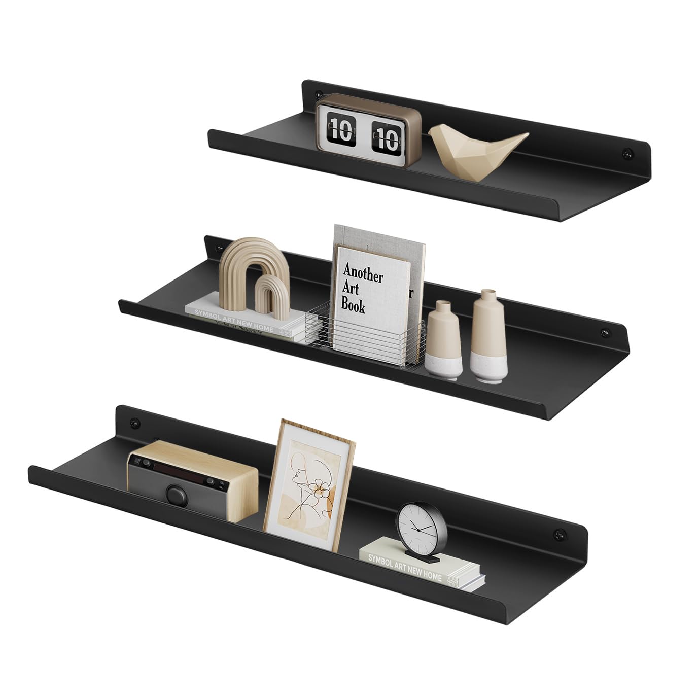songmics-custos-wandregal-metall-3er-set-schweberegal-schwarz-lfs12bk image 1