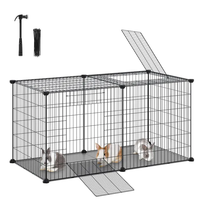 songmics-lpi010b01-kleintierk-fig-xl-laufstall-102-x-51-x-51-cm-schwarz image 1