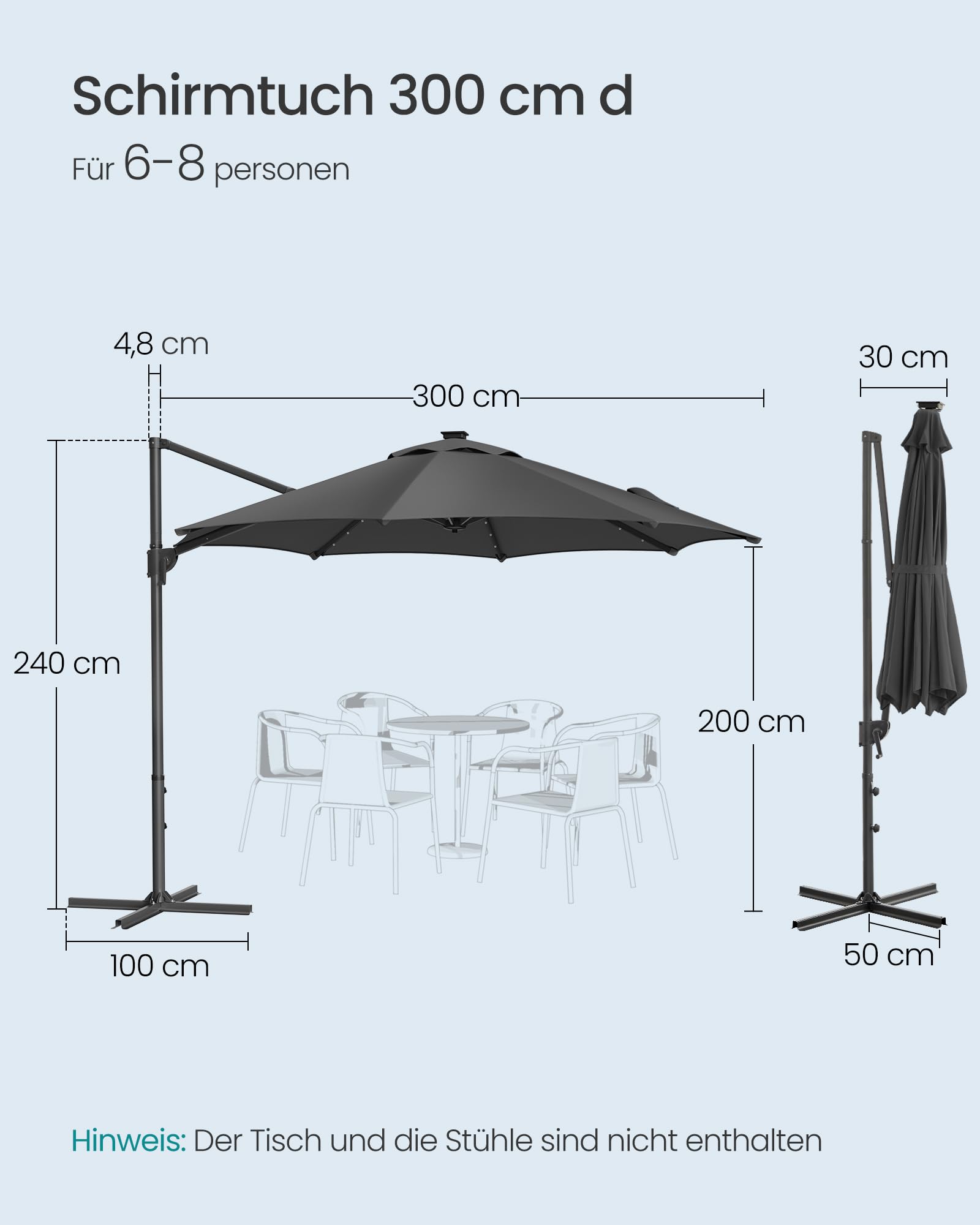 songmics-ampelschirm-300-cm-mit-28-solar-led-upf-50-grau image 3