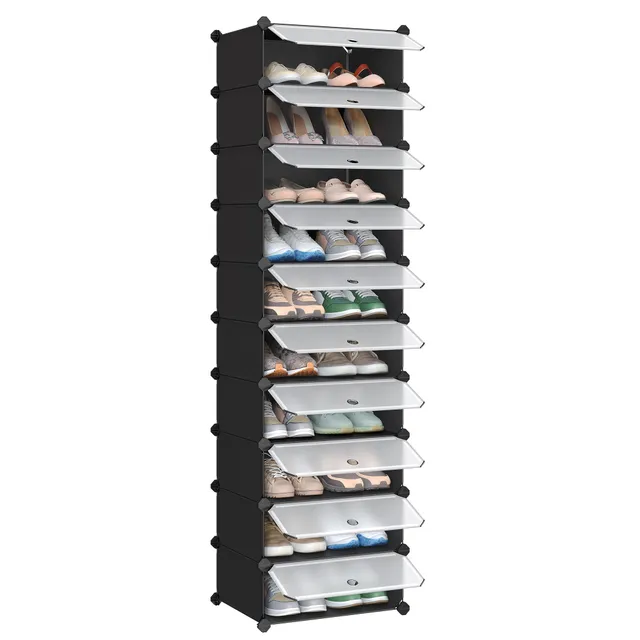 songmics-lpc10hv1-schuhregal-mit-t-r-steckregal-10-ebenen-schwarz image 1
