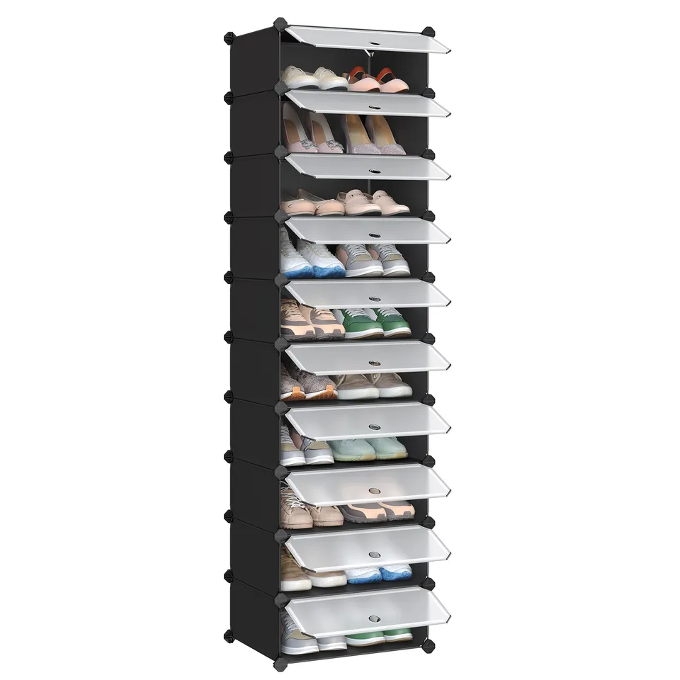 songmics-lpc10hv1-schuhregal-mit-t-r-steckregal-10-ebenen-schwarz image 1