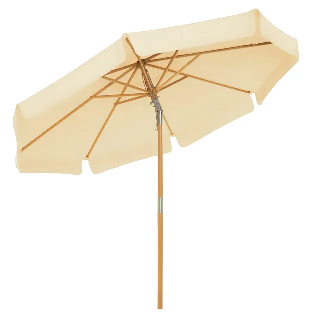 songmics-sonnenschirm-gpu32be-300-cm-achteckig-holz-beige image 1