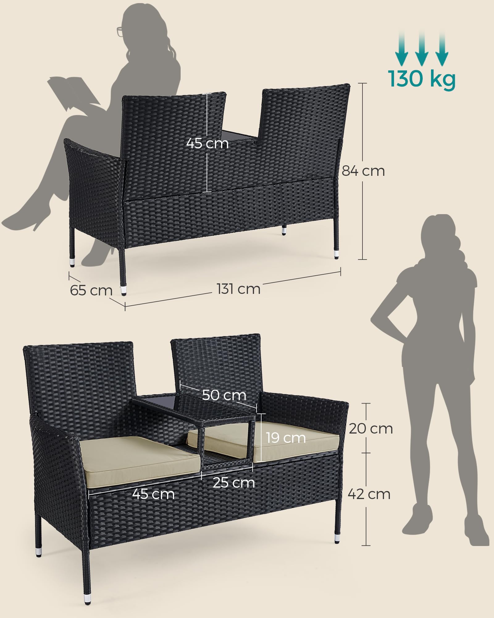 songmics-gartenbank-ggf022b02-2-in-1-sofa-mit-tisch-schwarz-taupe image 2