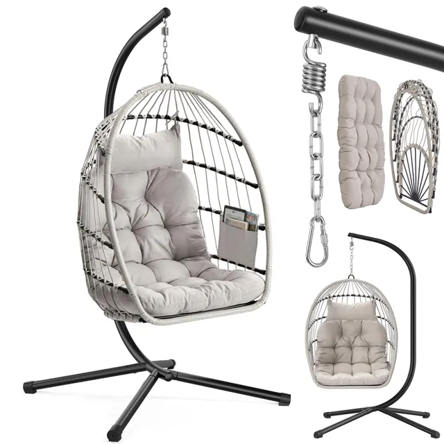 songmics-h-ngesessel-gdc050wz01-mit-gestell-und-kissen-h-henverstellbar-wei image 1