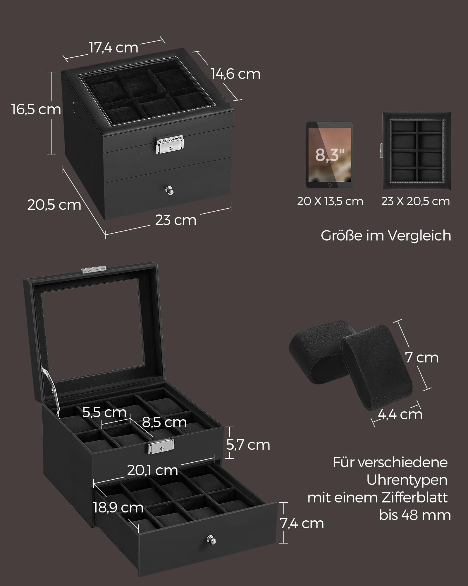 songmics-uhrenbox-jwb016b01-2-ebenen-16-f-cher-schwarz image 6